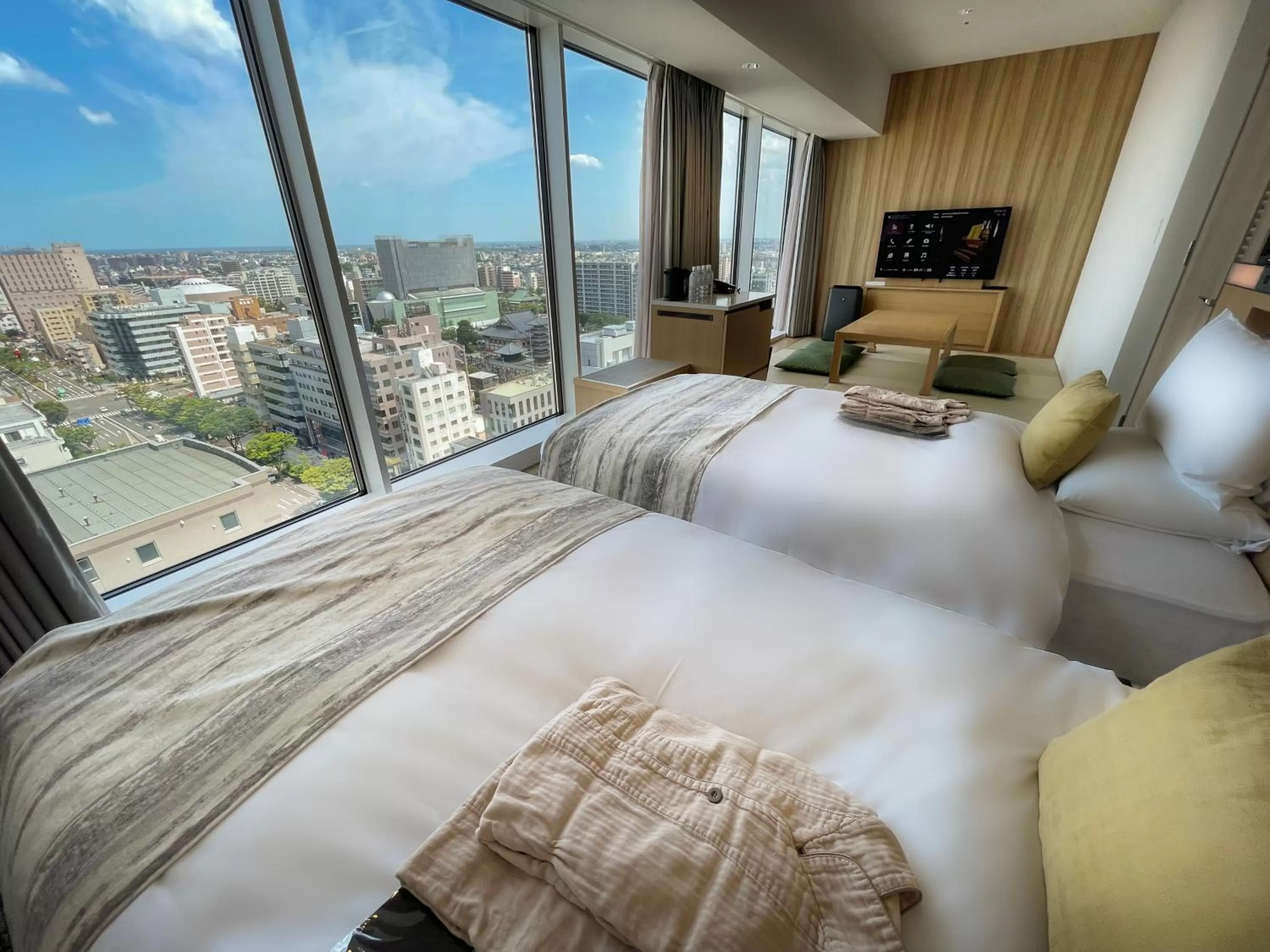 View (from property/room), Bed in Hotel GrandBach Sendai