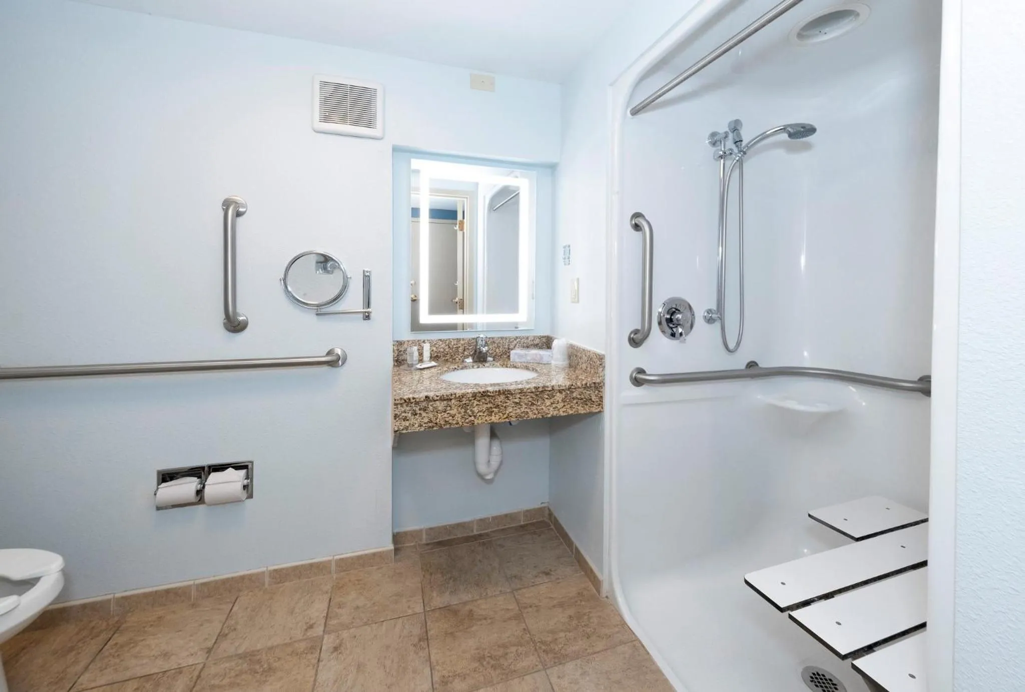 Bathroom in HomeTowne Studios by Red Roof Augusta