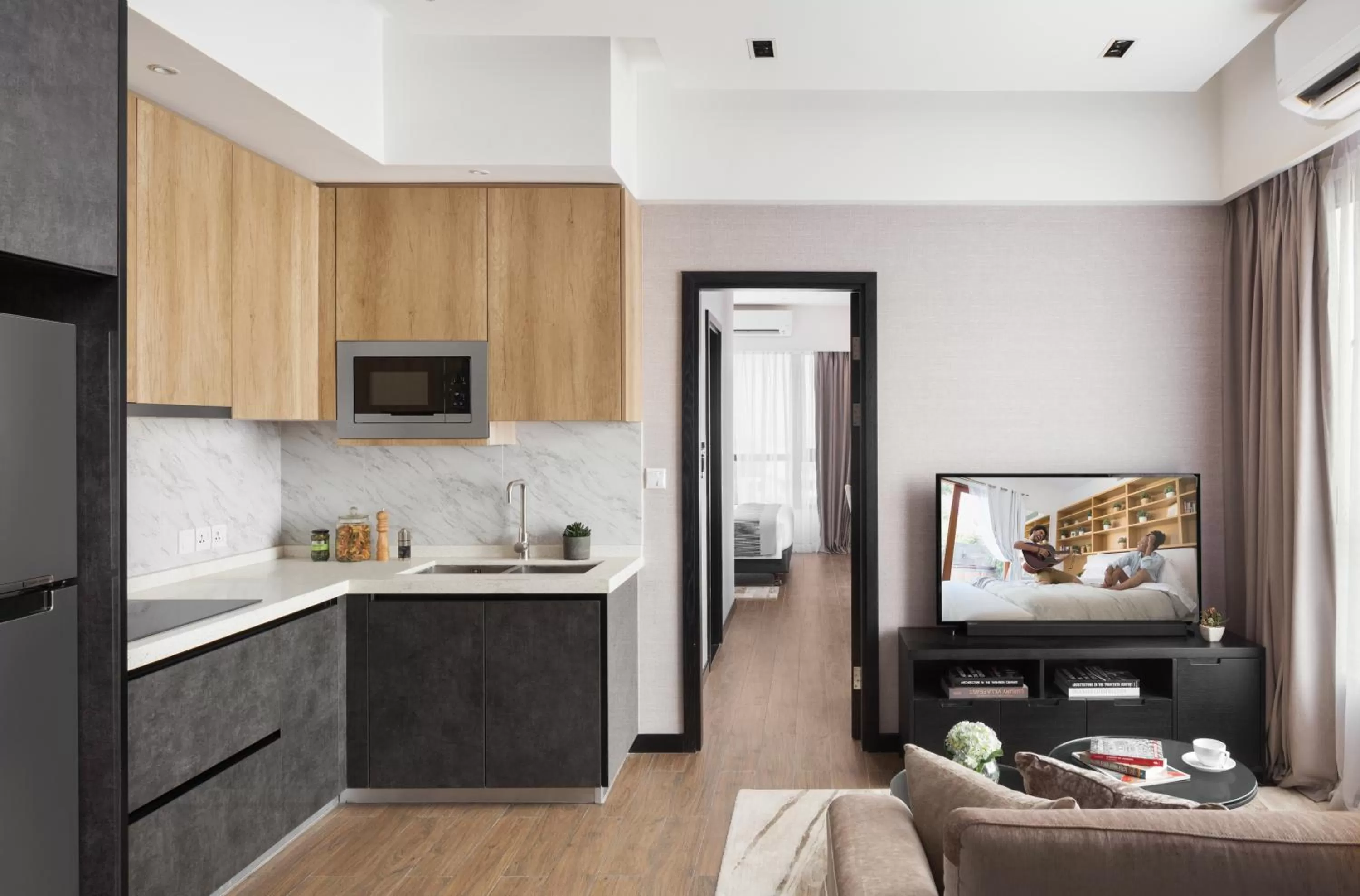 Living room, Bed in Somerset Norodom Phnom Penh