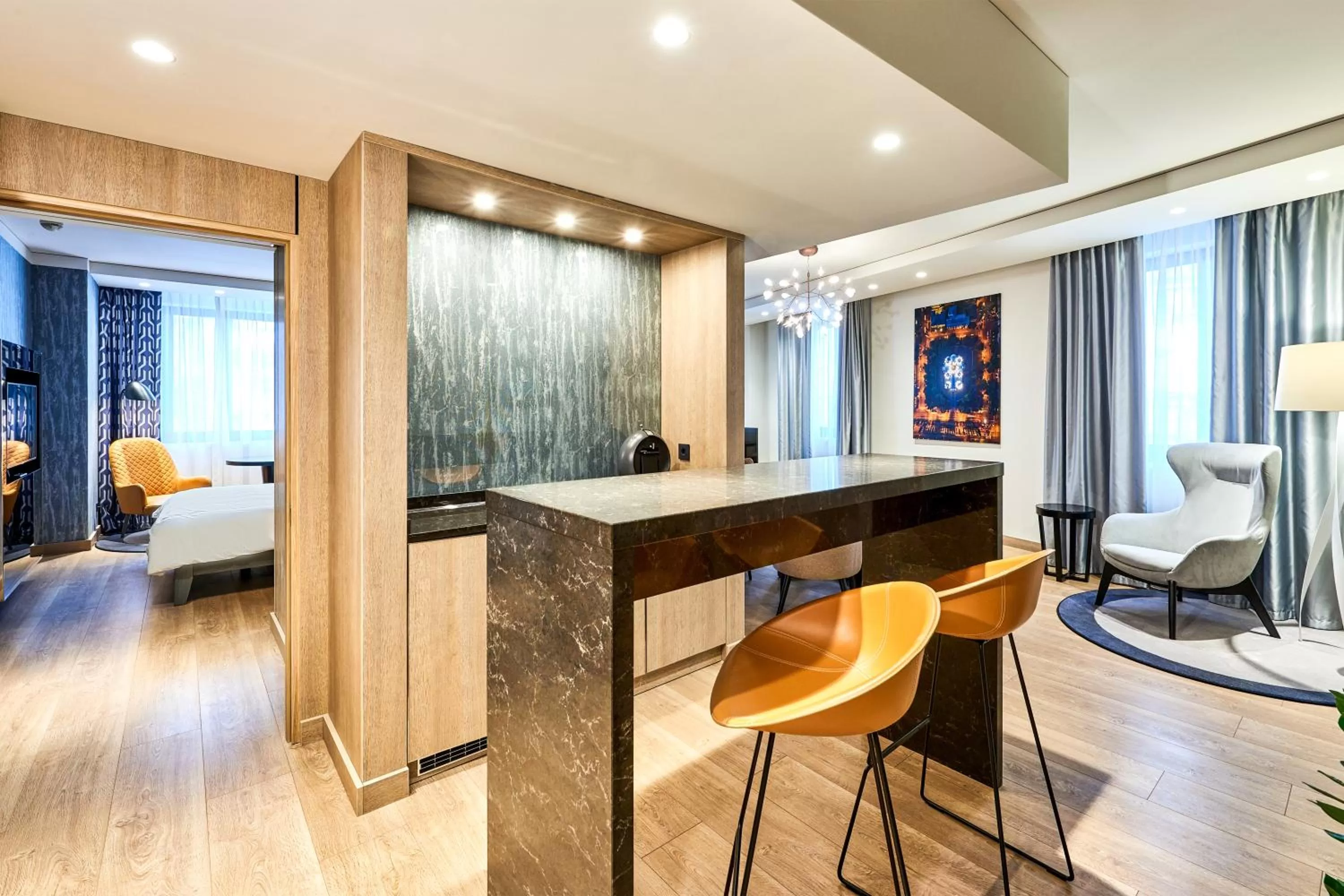 Lounge or bar, Bed in Radisson Blu Hotel, Kyiv City Centre