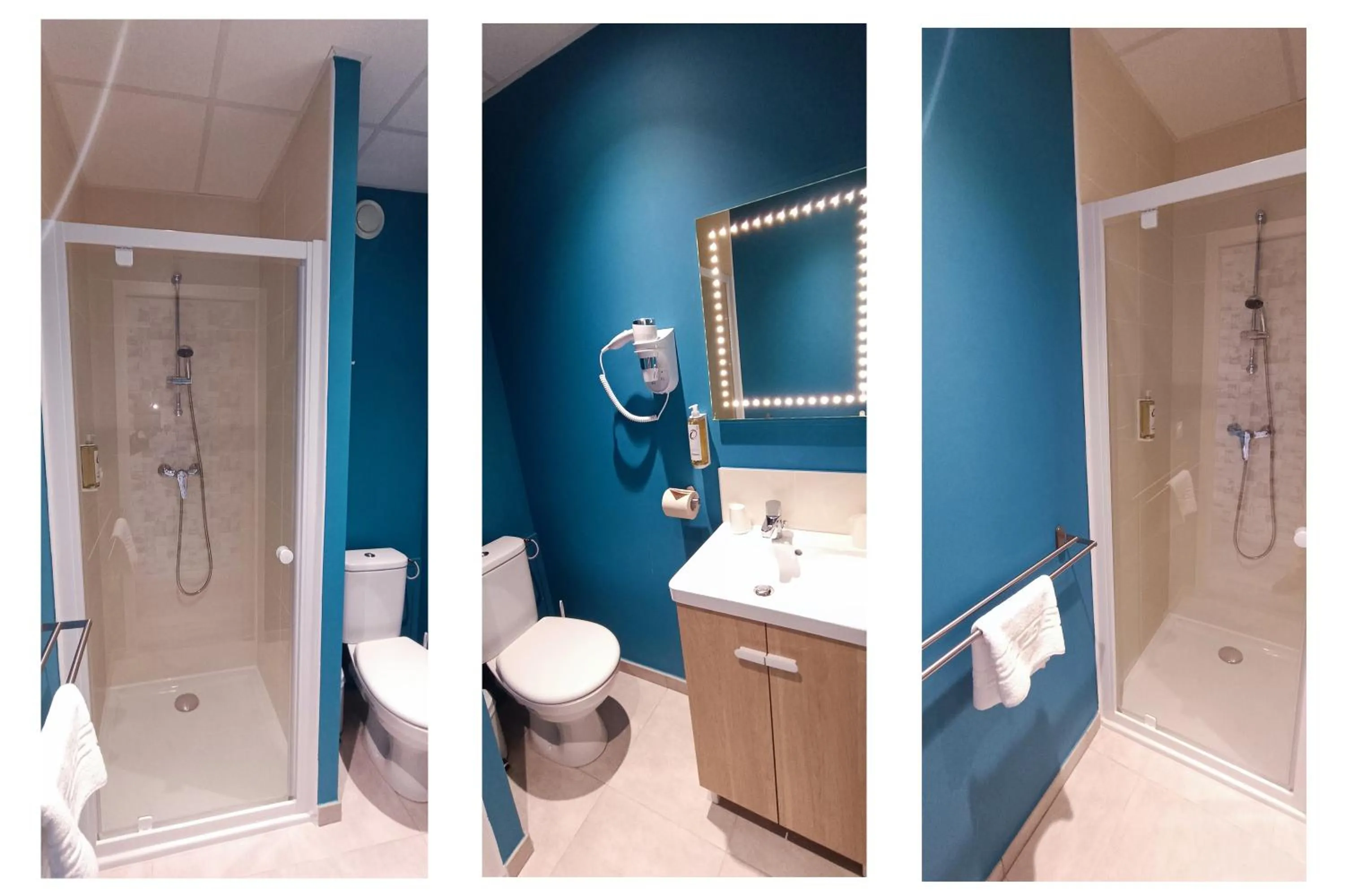 Shower in The Originals Access, Hôtel les Iris, Berck-sur-Mer