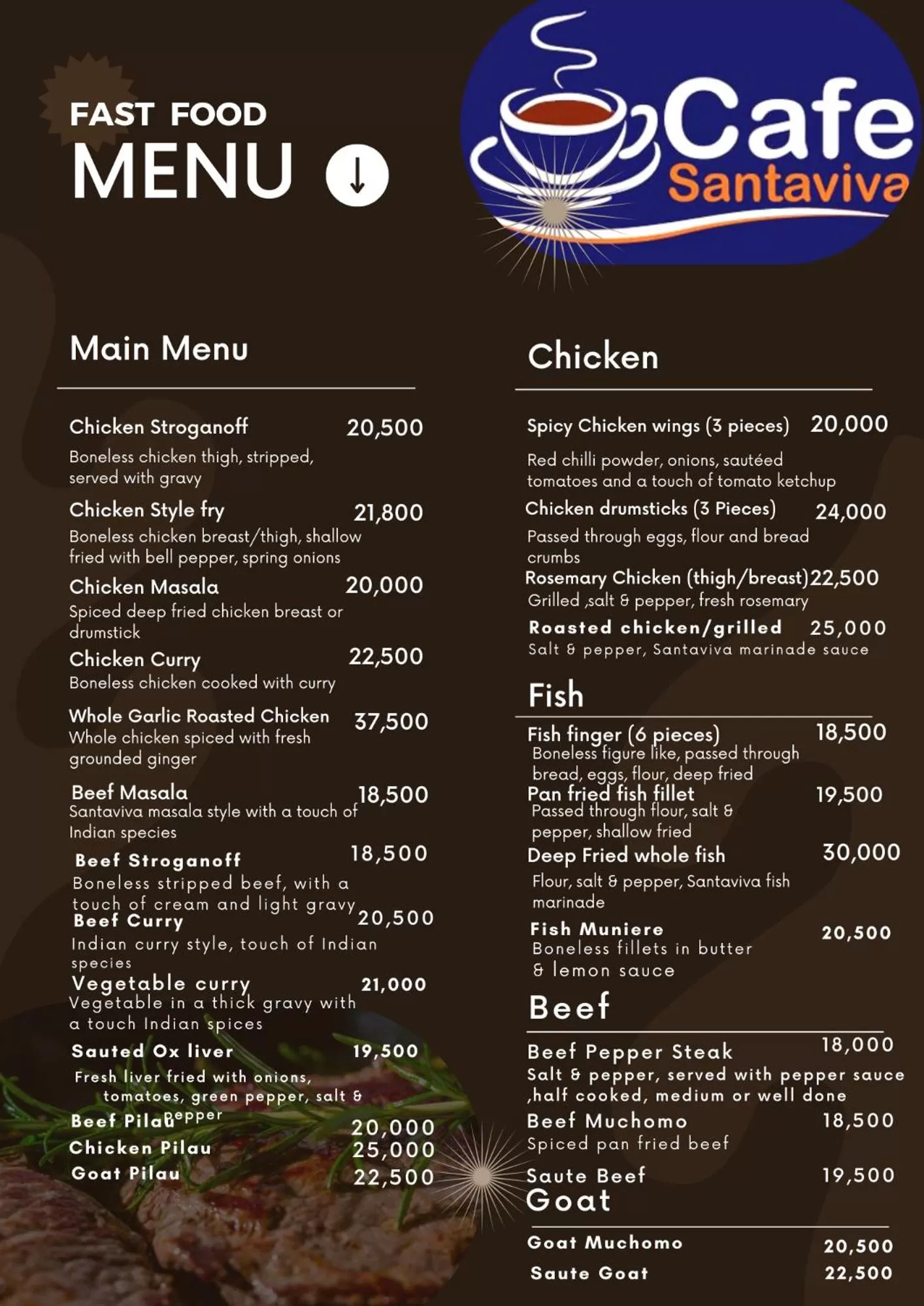 Food and drinks in Santaviva Hotel