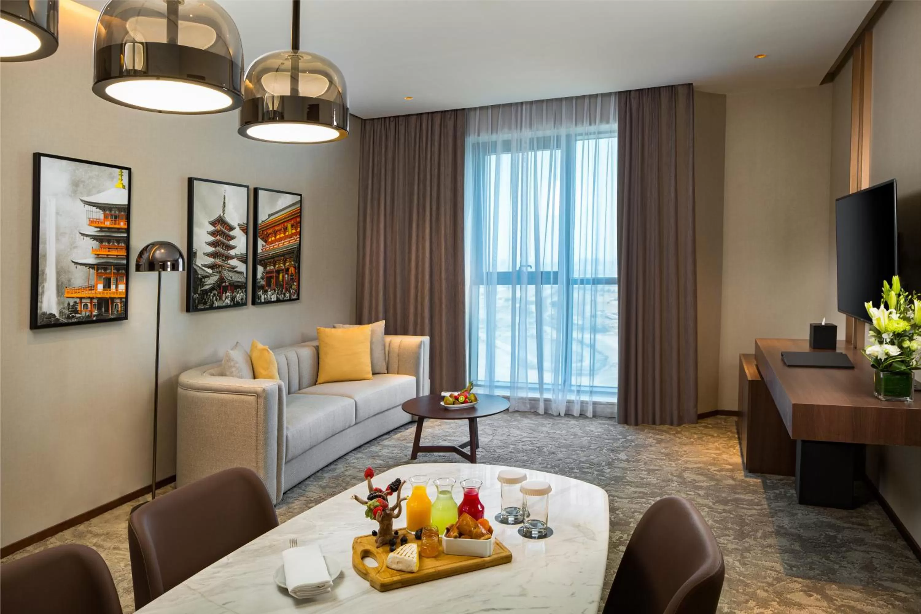 Living room, Bed in Millennium Place Barsha Heights Hotel