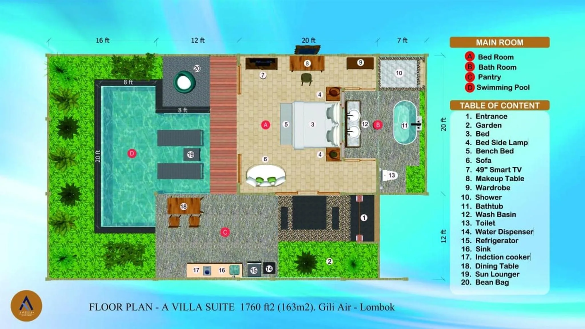 Floor plan in A Villa Gili Air