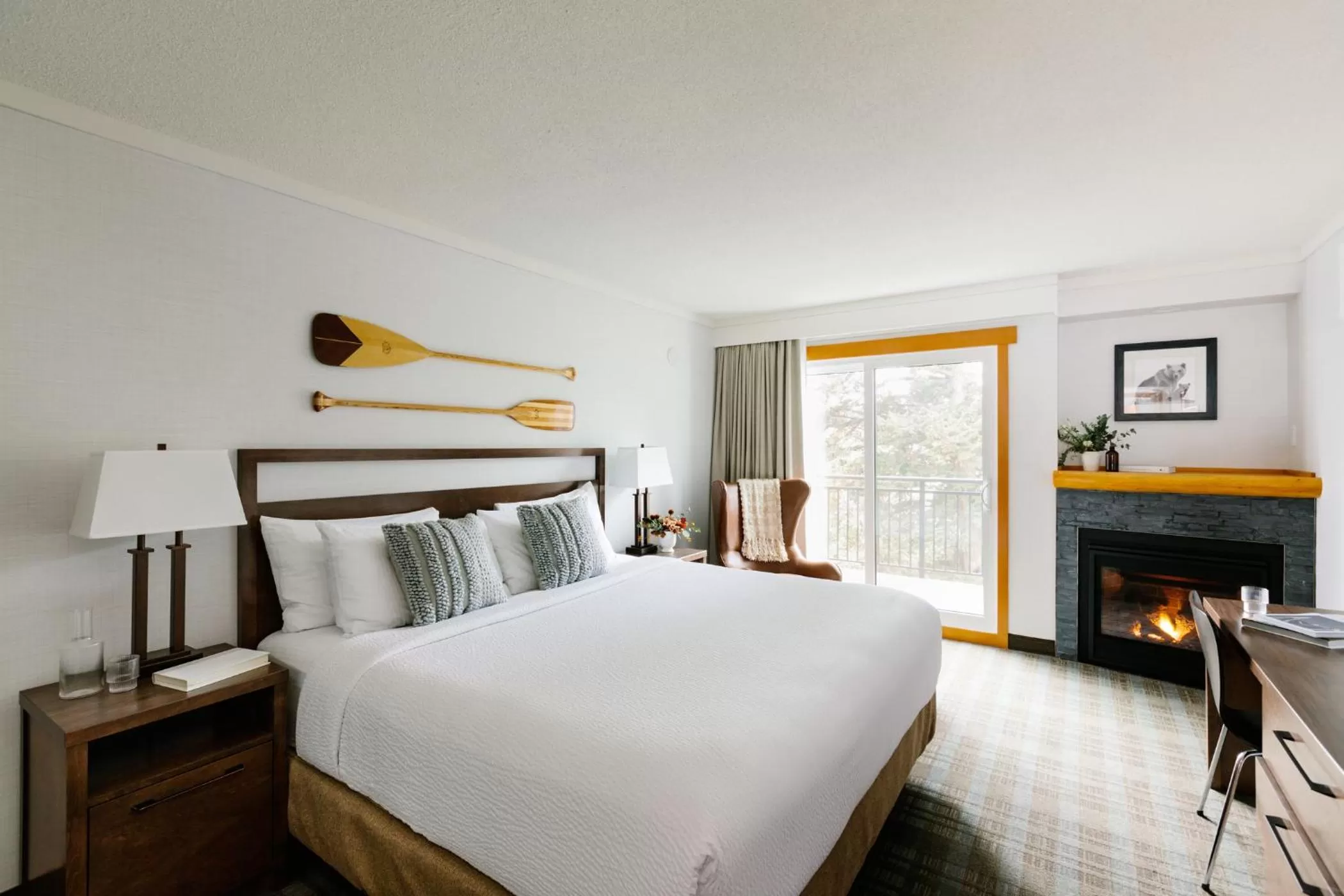 Bed in Pyramid Lake Lodge