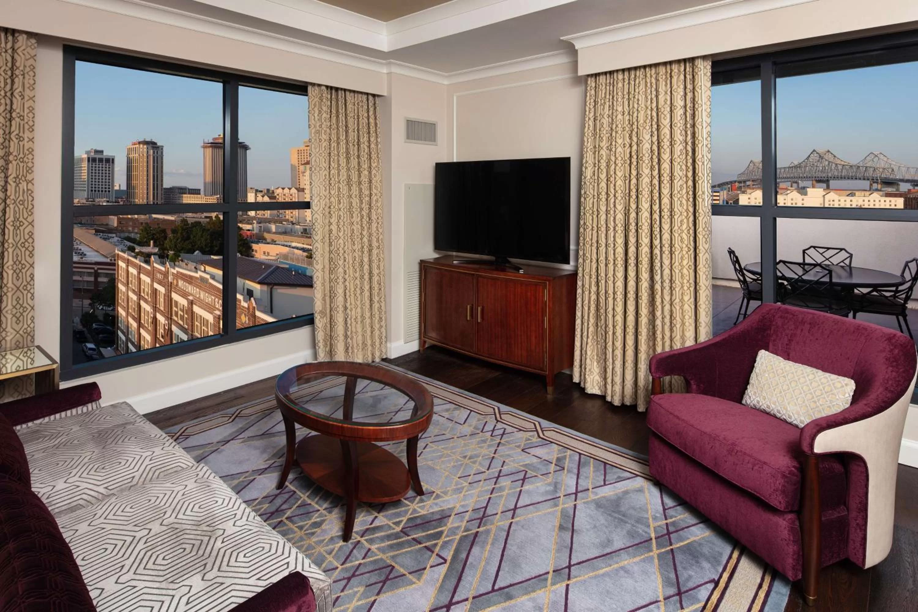 Living room in The Higgins Hotel New Orleans, Curio Collection by Hilton