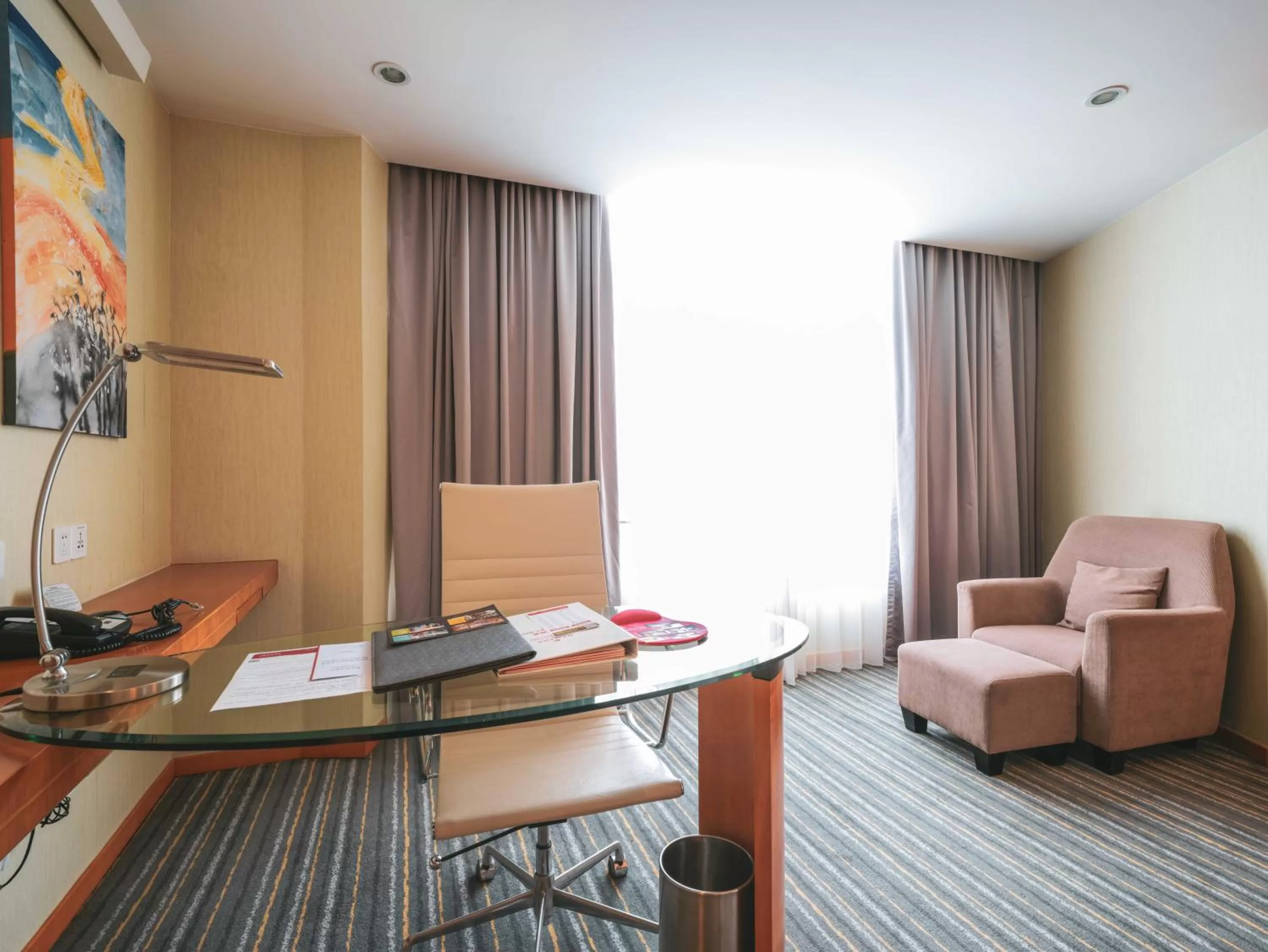 Seating area in Ramada Plaza Shanghai Pudong Airport - 3 mins to PVG depature floor & check entrance with hotel shuttle