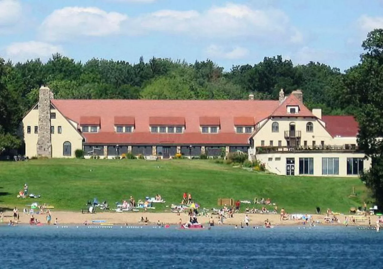 Beach, Property Building in Potawatomi Inn & Cabins