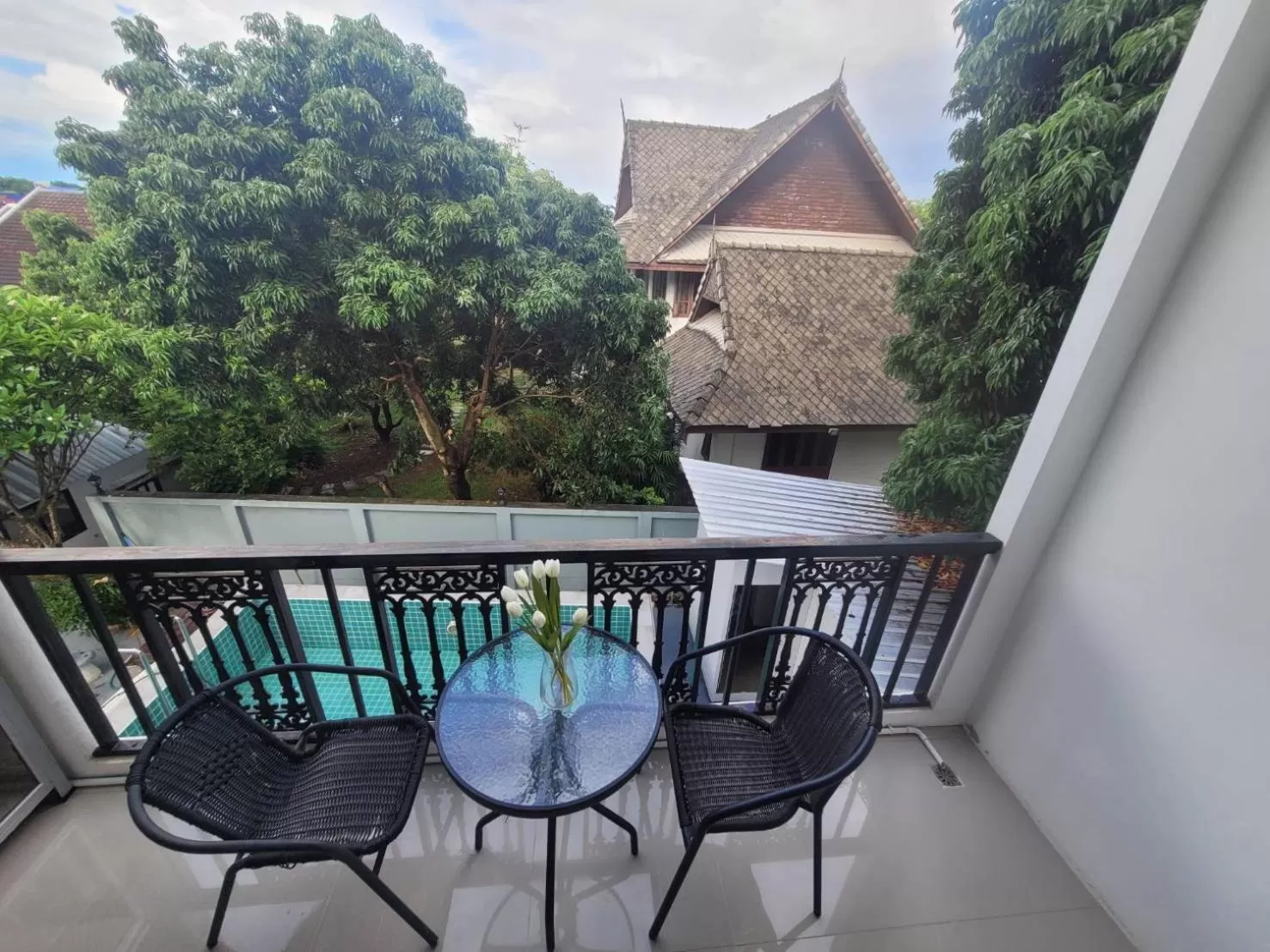 Balcony/Terrace, Pool View in THAI HOTEL CHIANGMAI