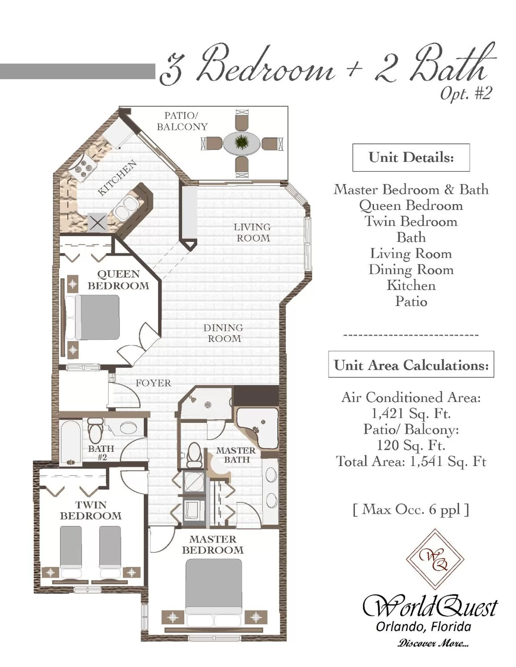 Floor plan in WorldQuest Orlando Resort
