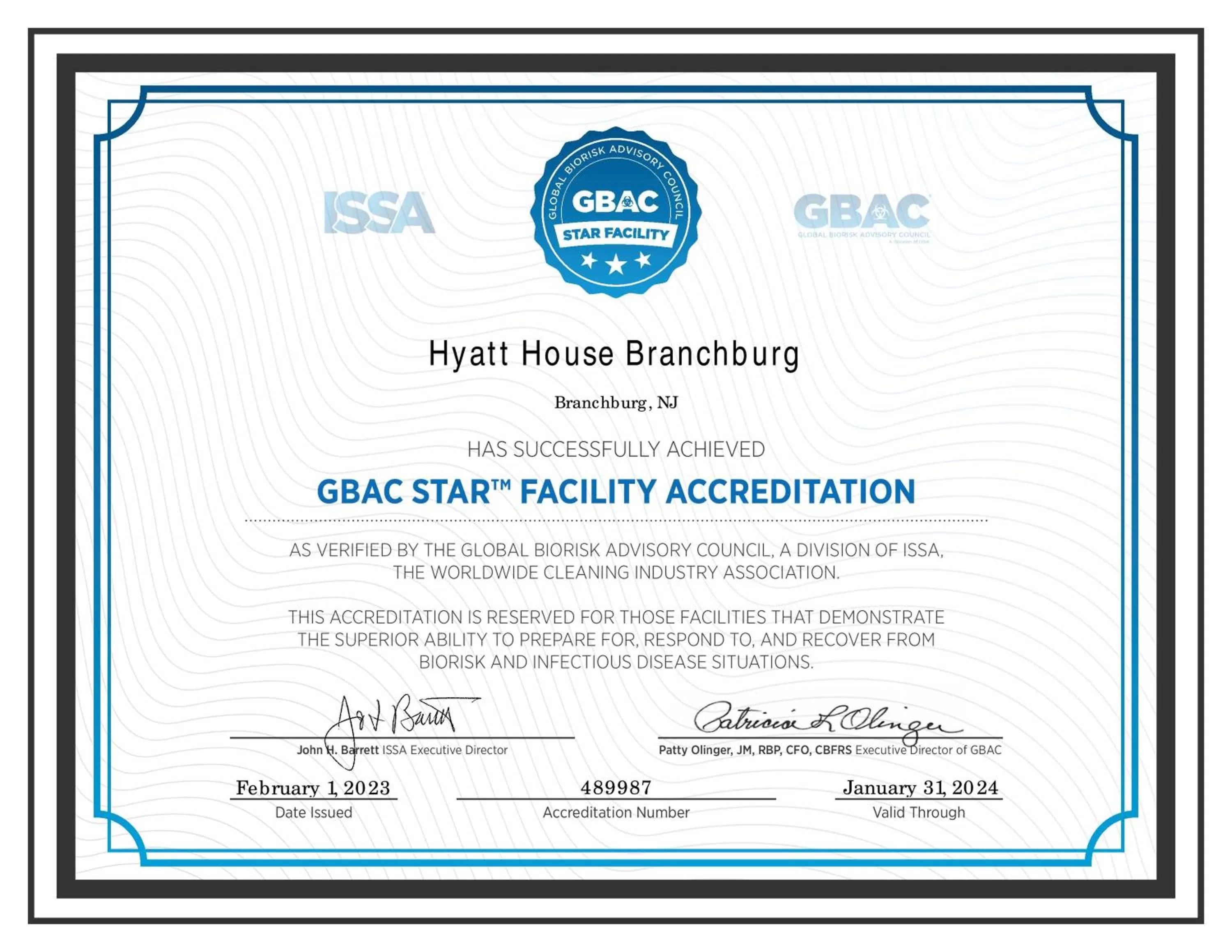 Certificate/Award in Hyatt House Branchburg - Bridgewater