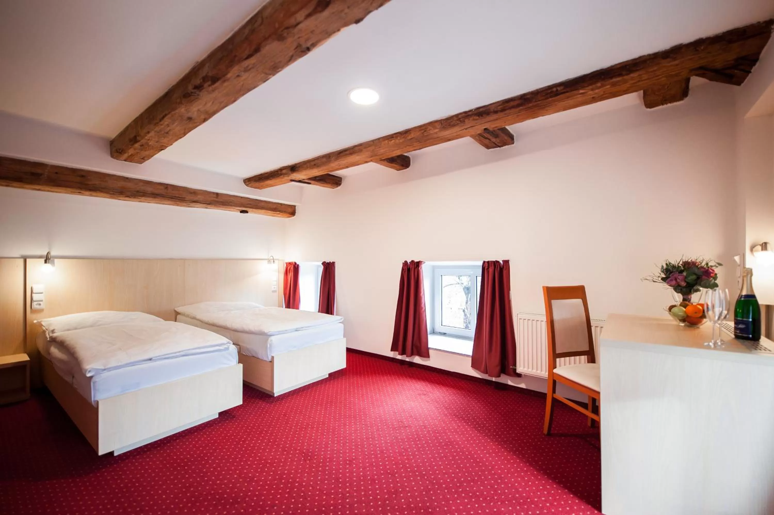 Bed in Hotel Pivovar