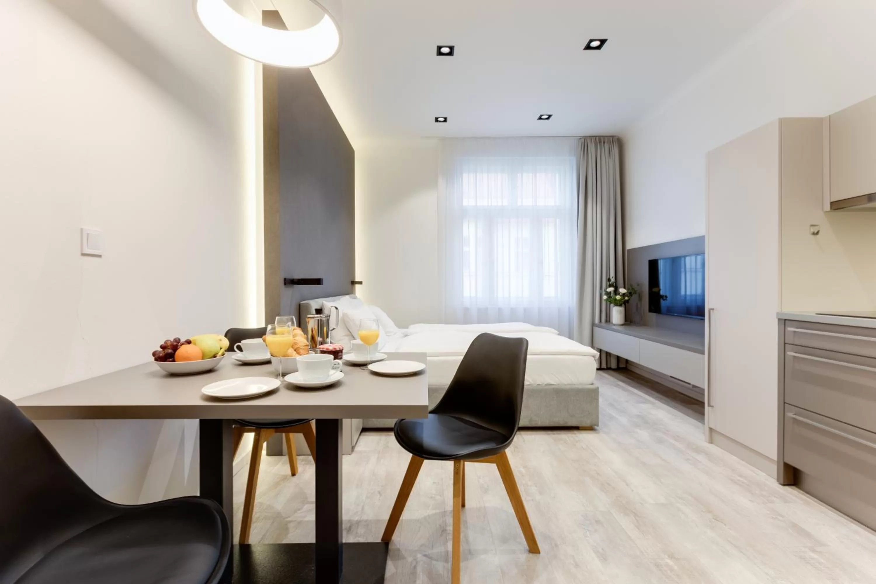 Bed in Lampi Aparthotel Prague