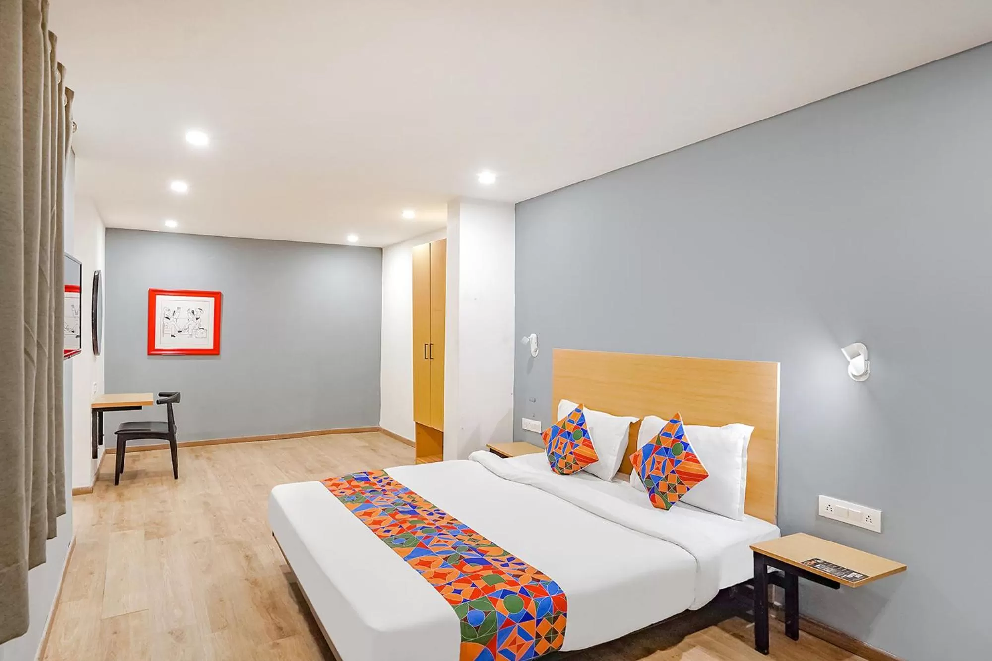 Communal lounge/ TV room, Bed in FabHotel F9 Sector 121