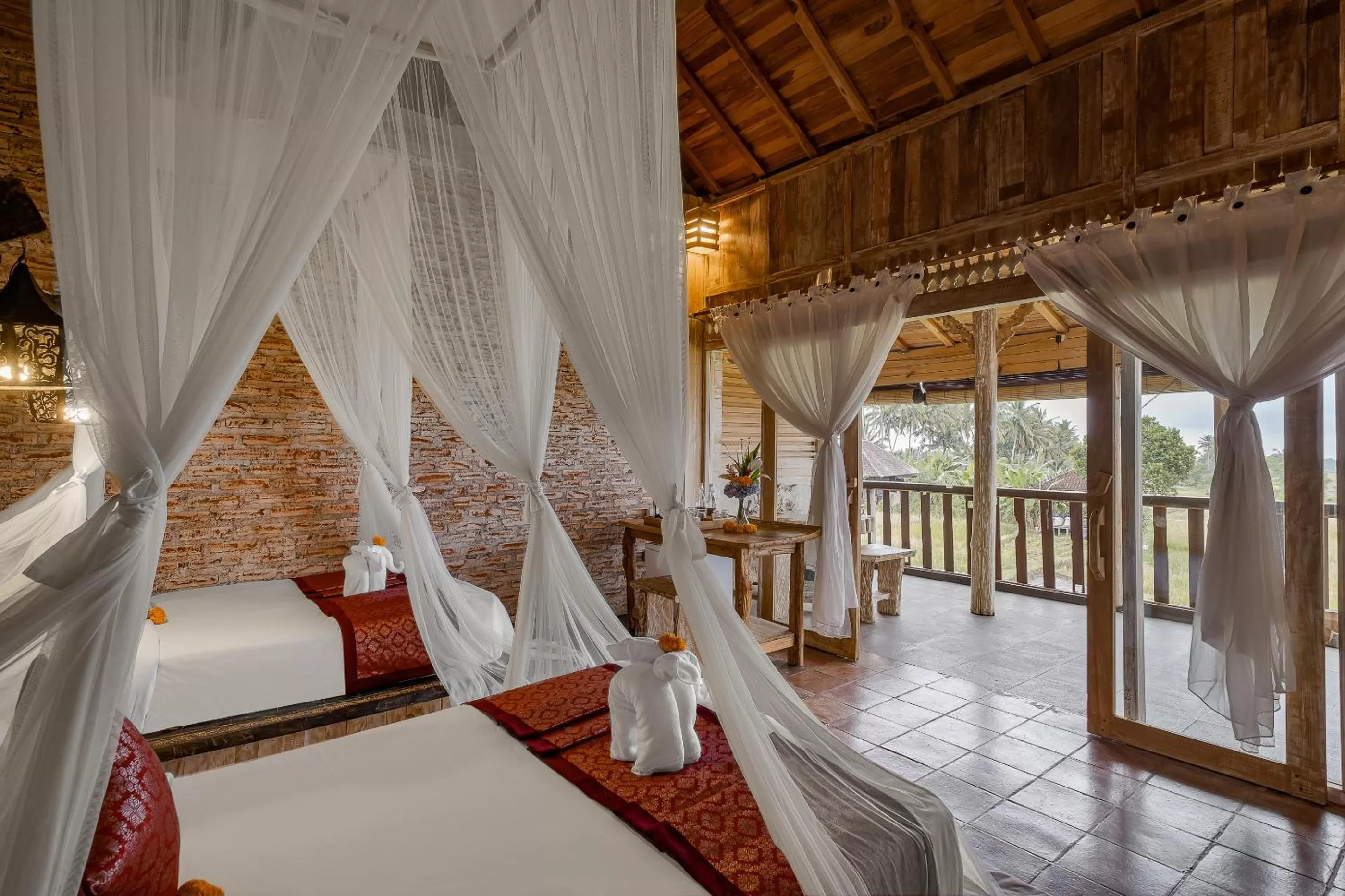 Bed in Joglo Organik Guesthouse