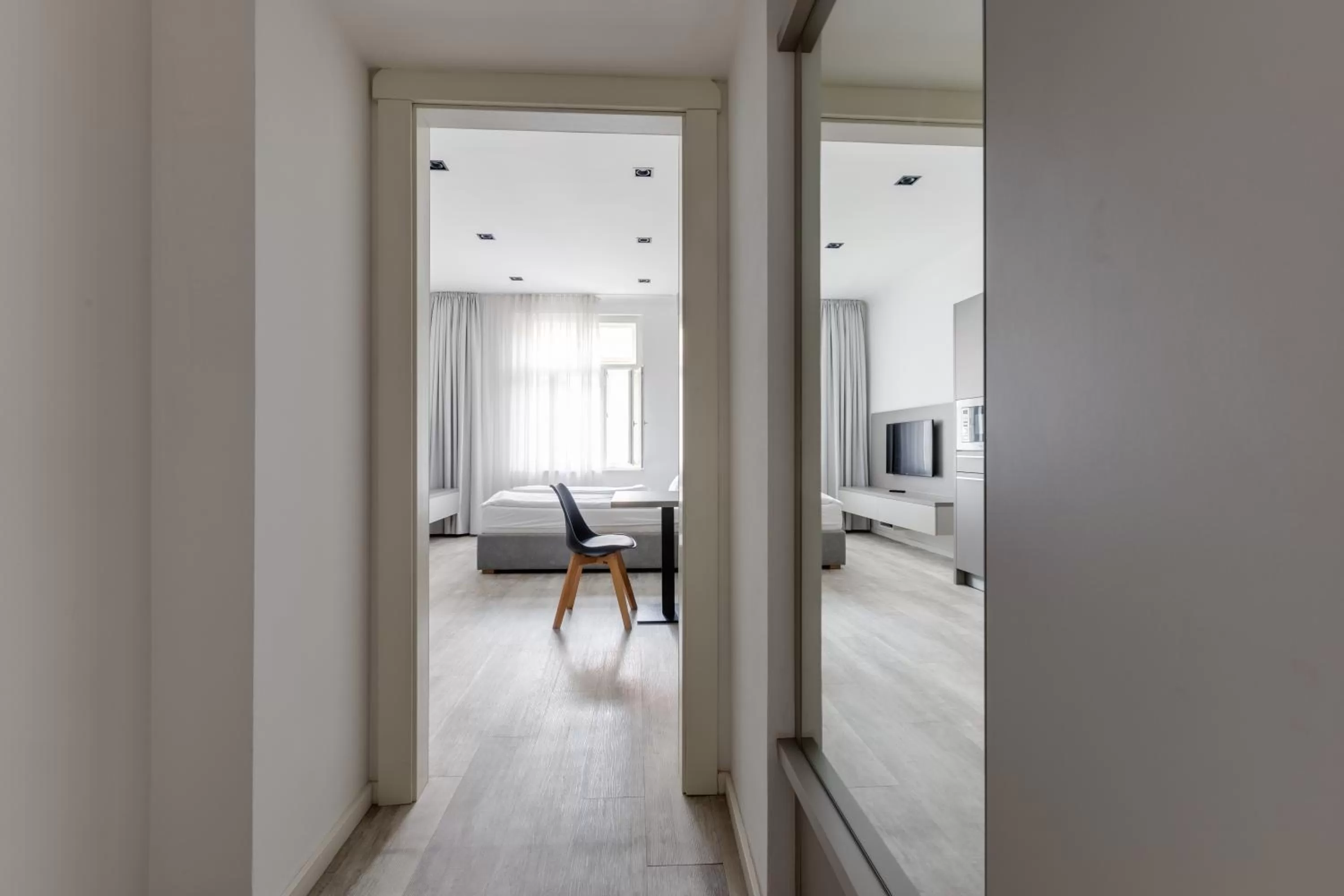 Bed in Lampi Aparthotel Prague