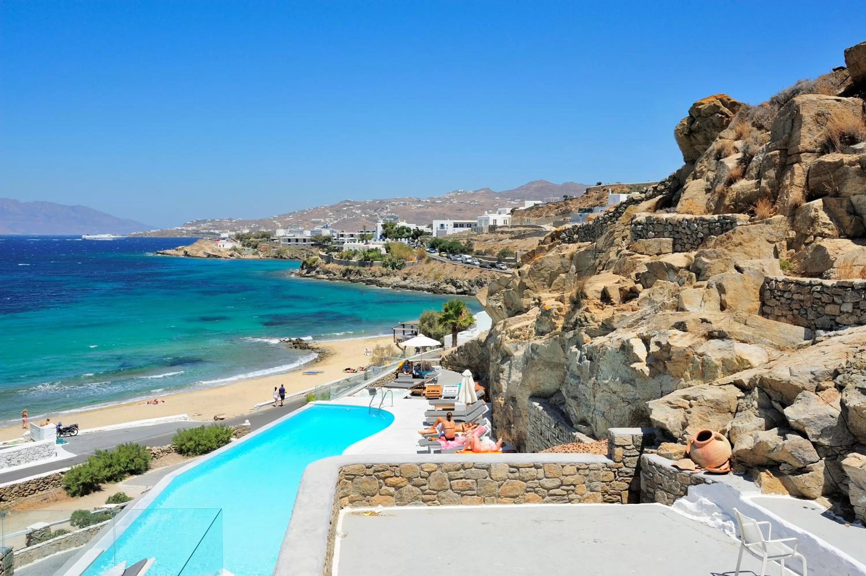 Pool view in Mykonos Beach Hotel