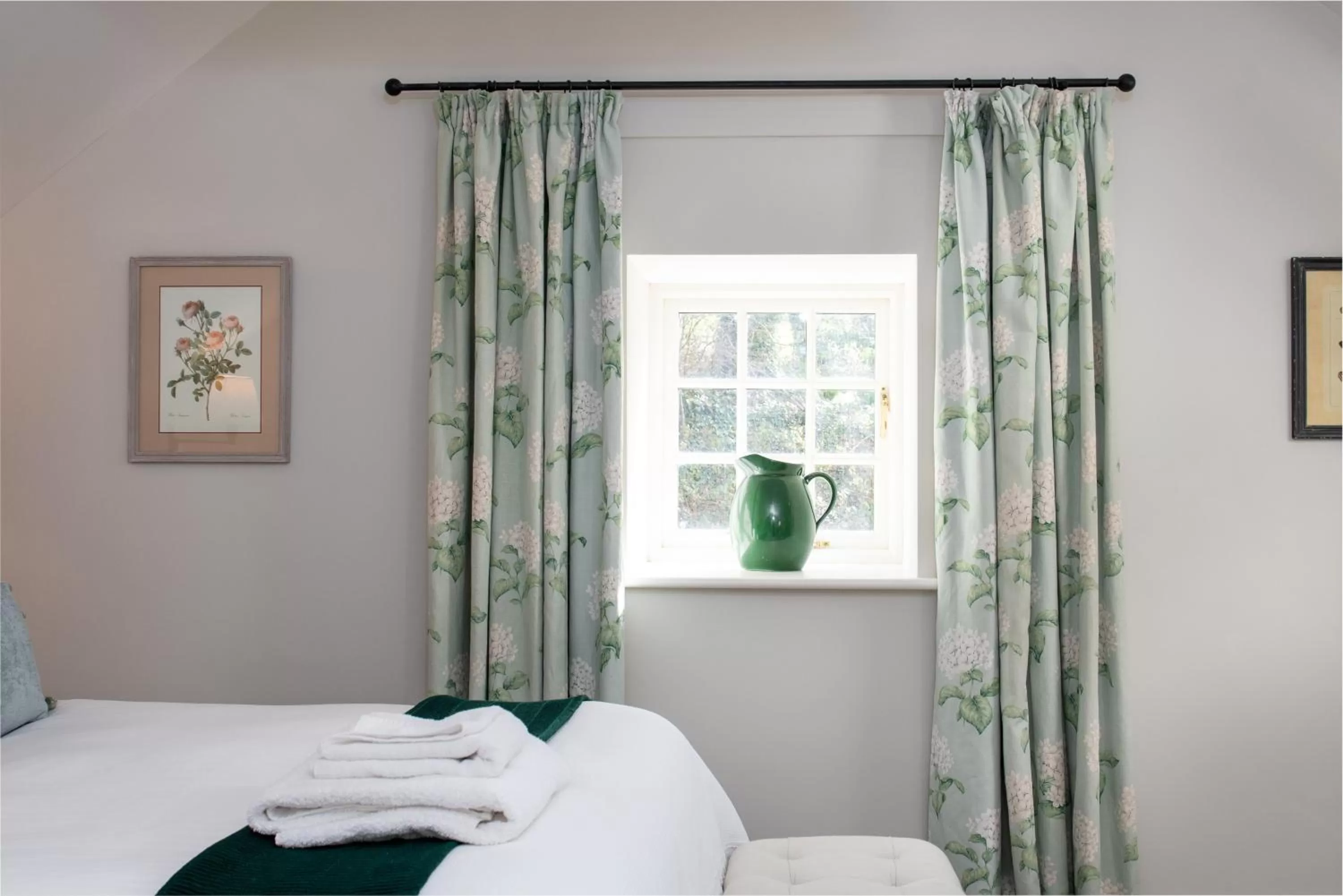 Bed in The Farmhouse at Bodnant Welsh Food