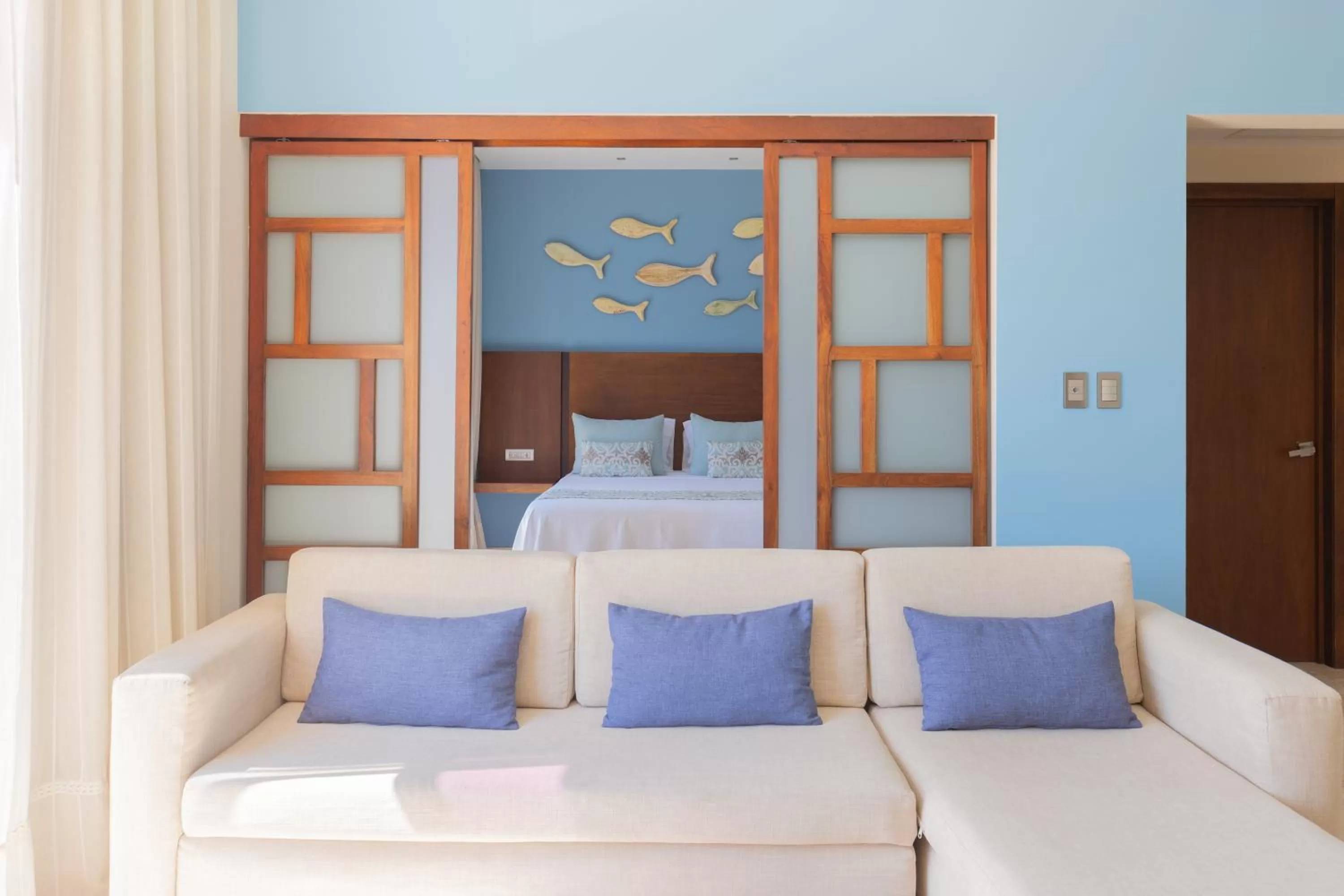 Living room, Bed in Biwa Tulum