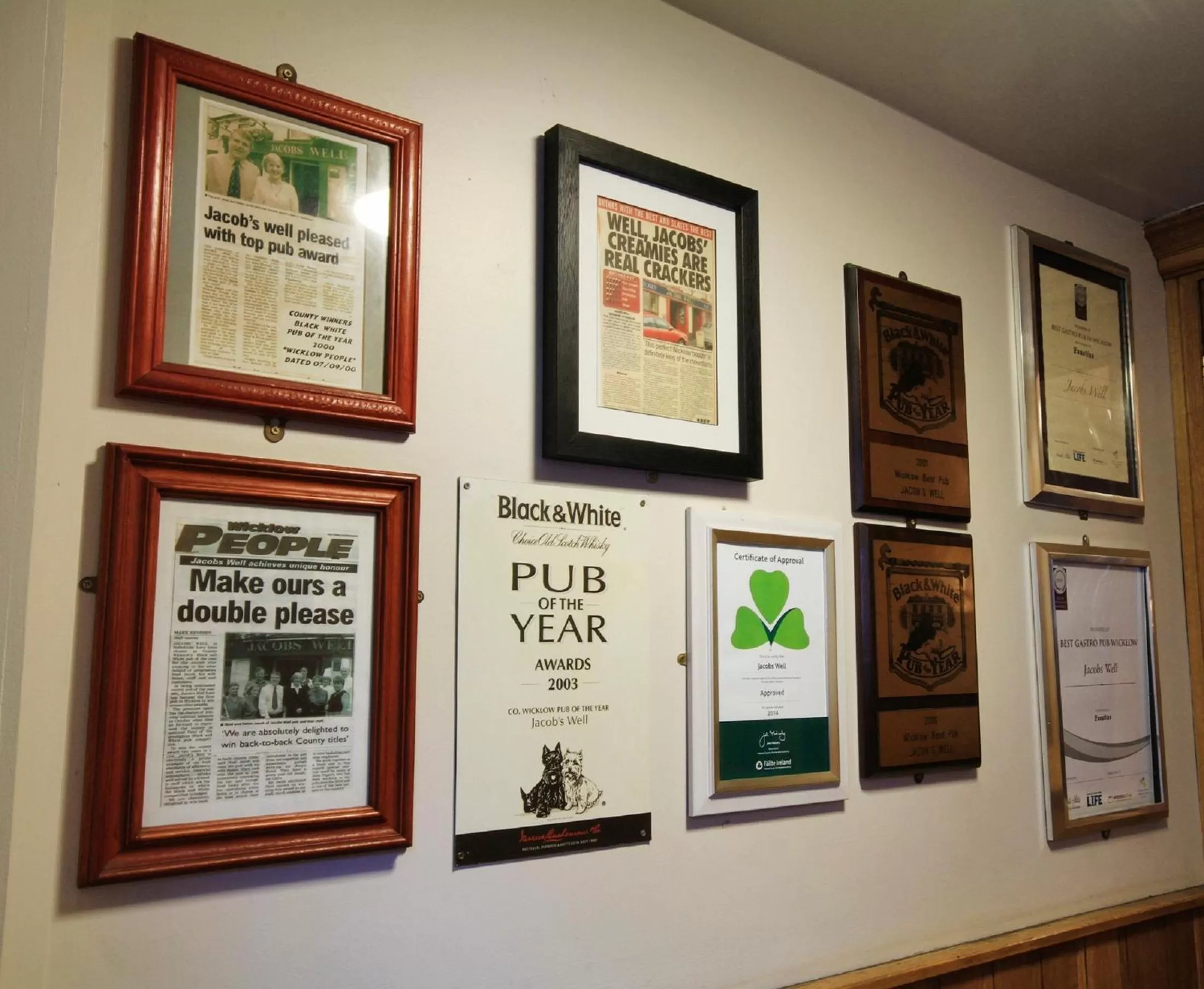 Certificate/Award in Jacob's Well Hotel