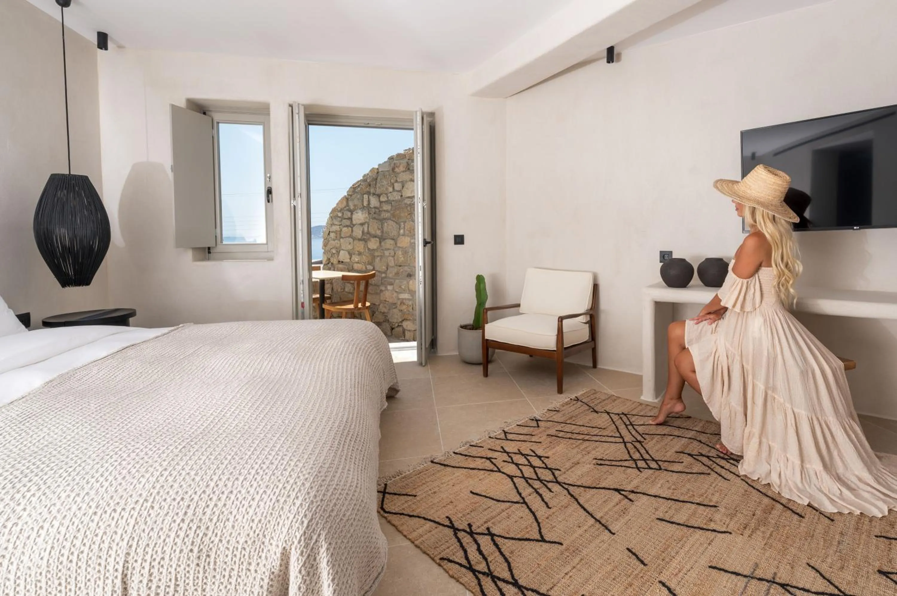 Bed in Rocabella Mykonos Hotel