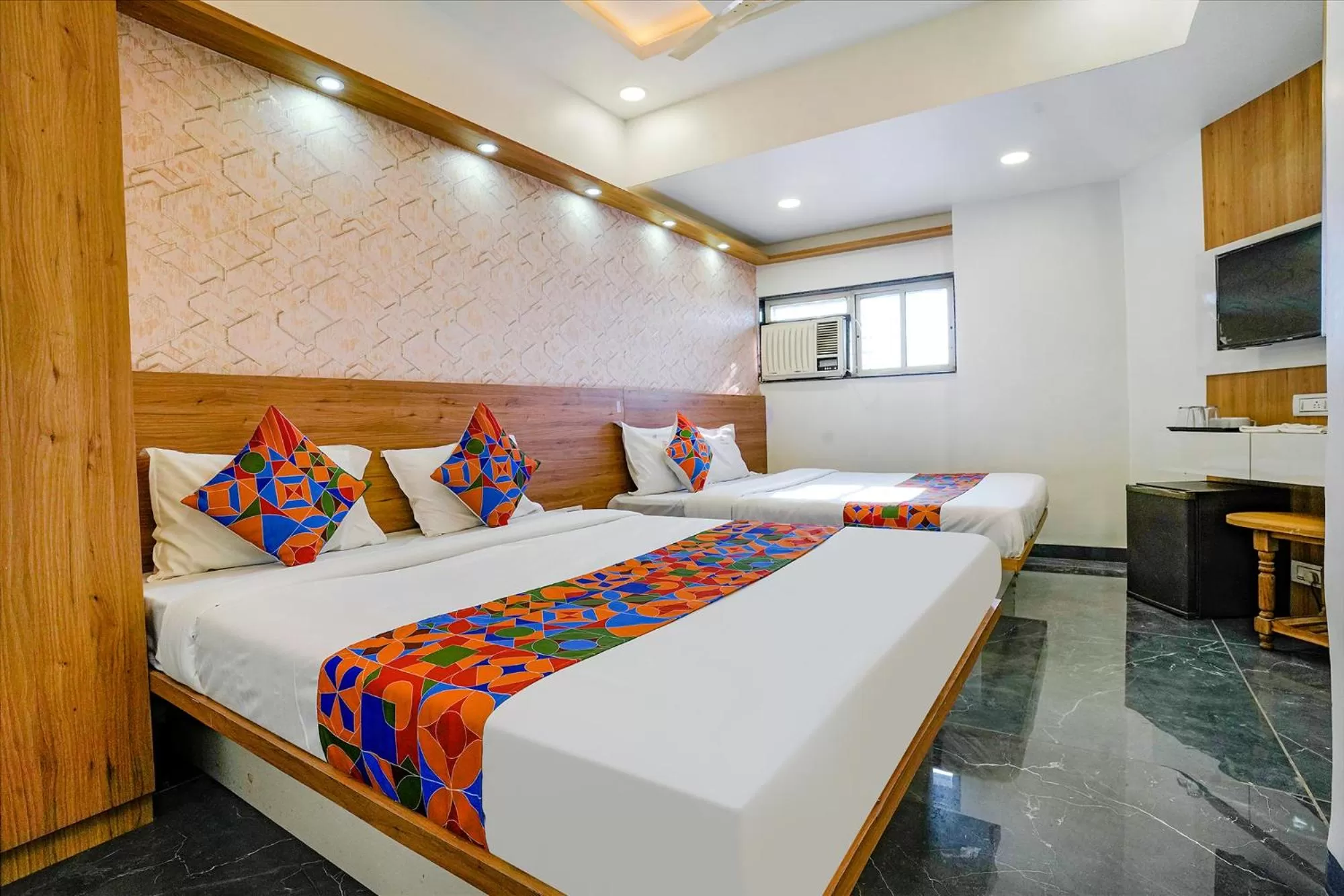 TV and multimedia, Bed in FabHotel Galaxy Stay - Nr Morya Hospital