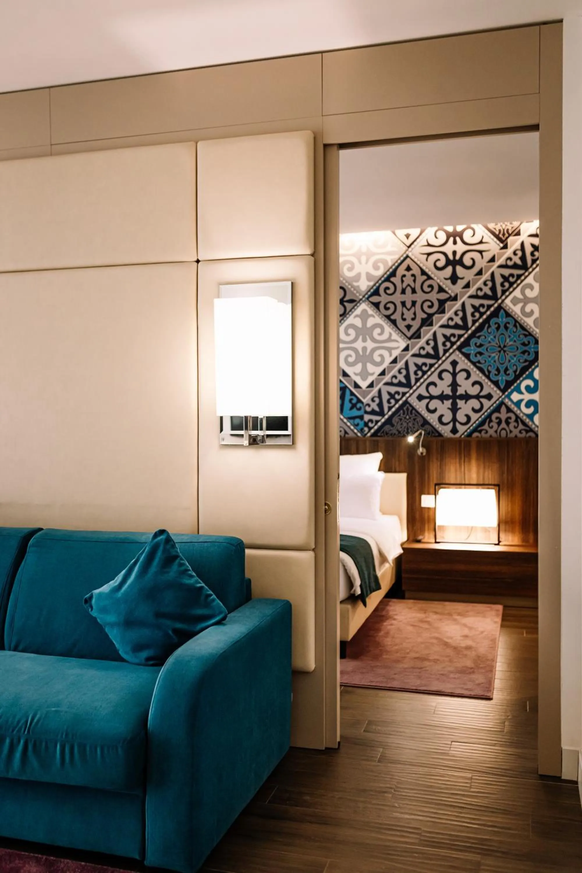 Seating area, Bed in Mercure Almaty City Center