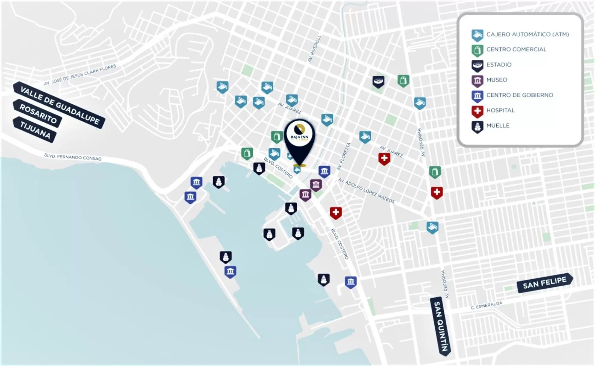 Location in Baja Inn Hoteles Ensenada