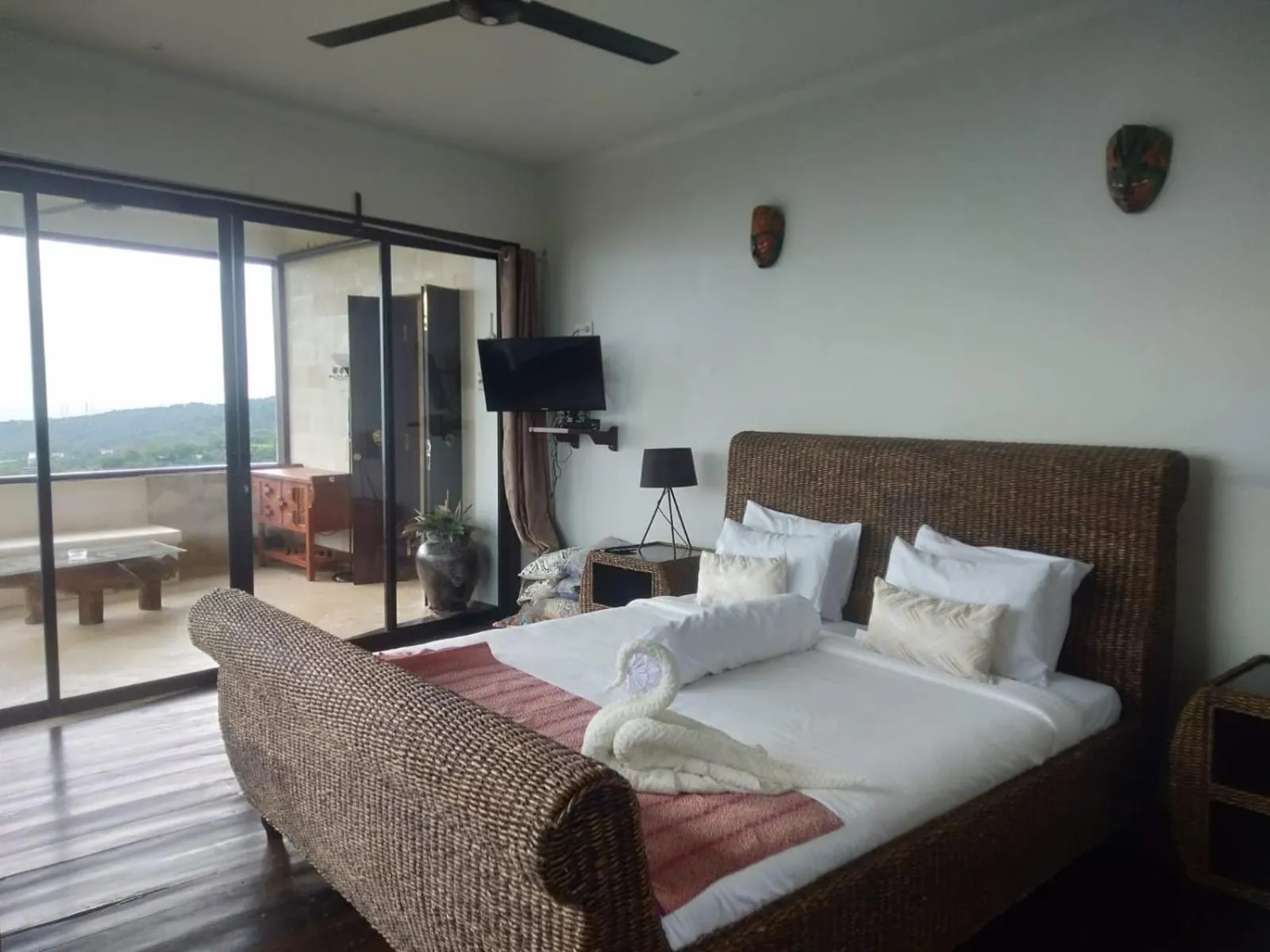 Balcony Sunset Pool View in Villa Umbrella Lombok