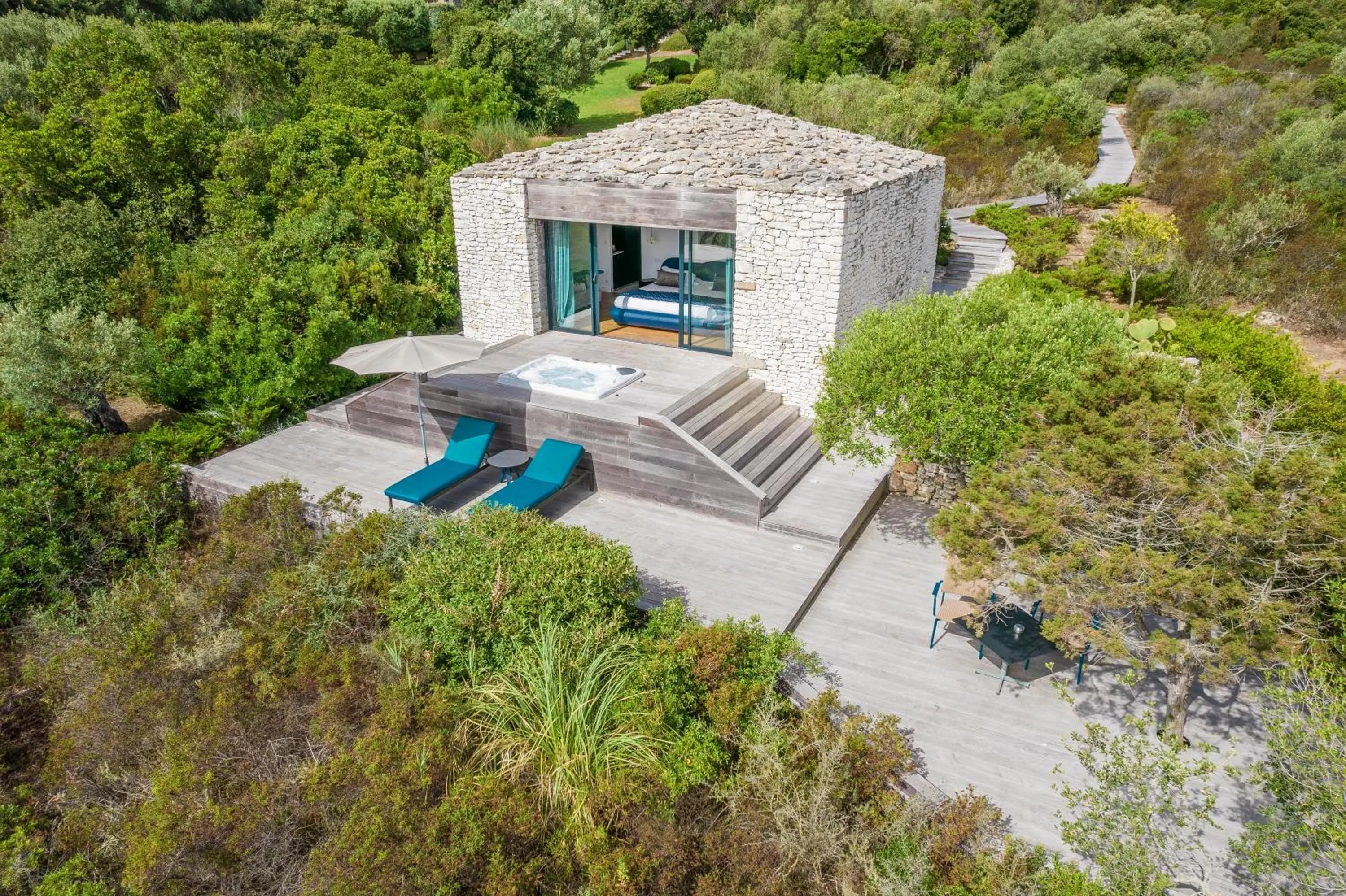 Bird's eye view in Hôtel Version Maquis Santa Manza