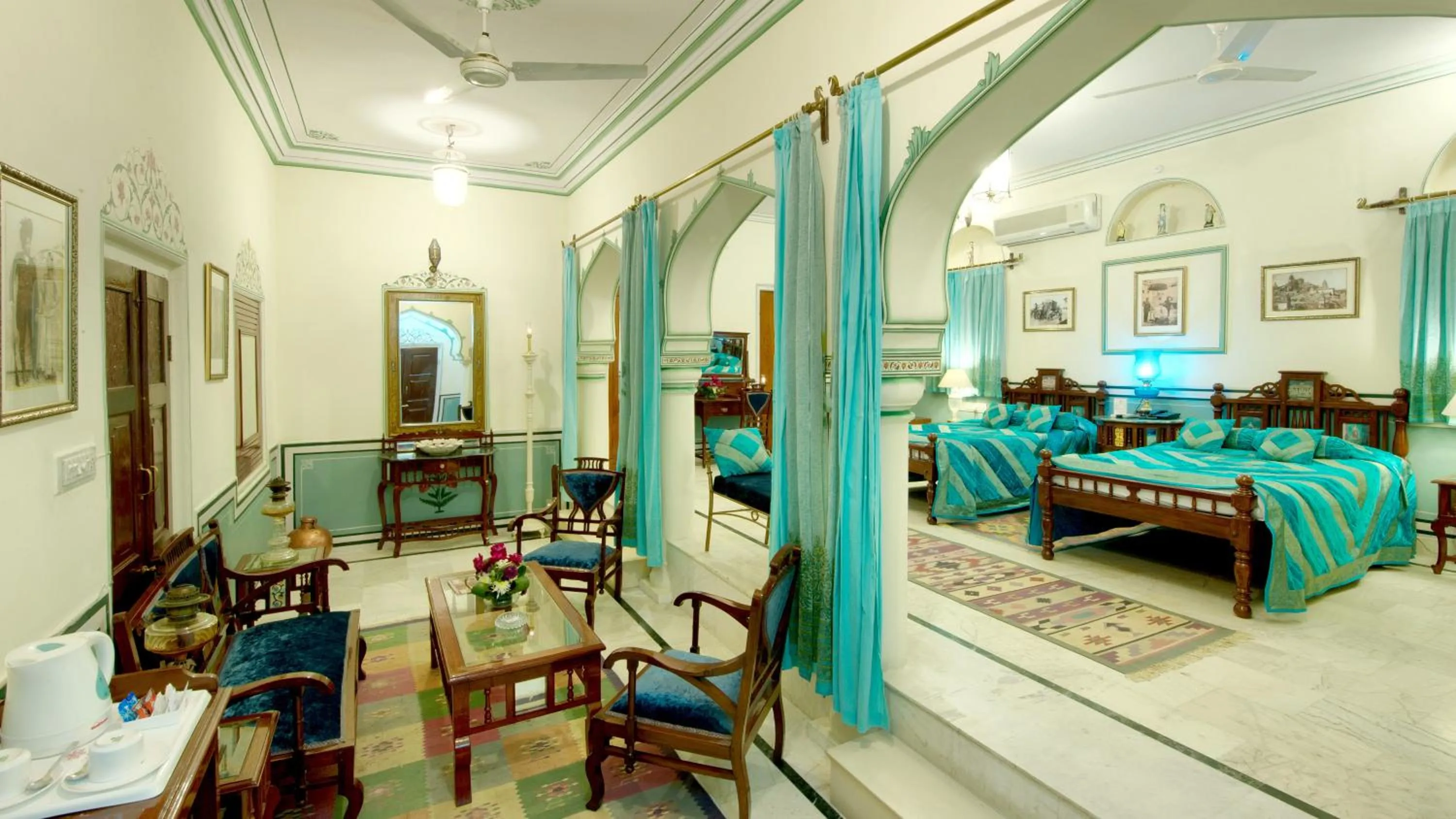 Bed in Hari Mahal Palace by Pachar Group