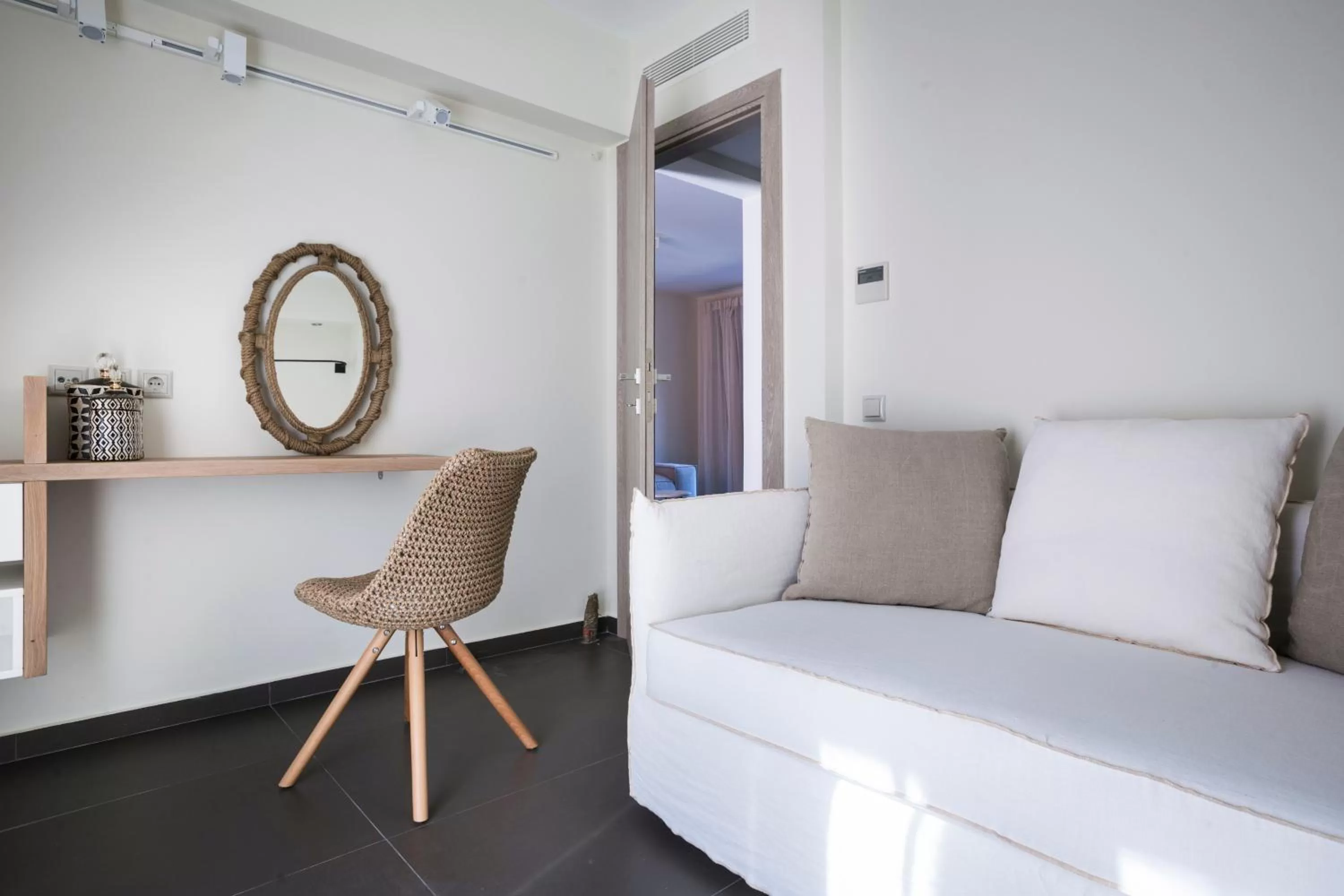 Seating area, Bed in Argostoli Marina Suites