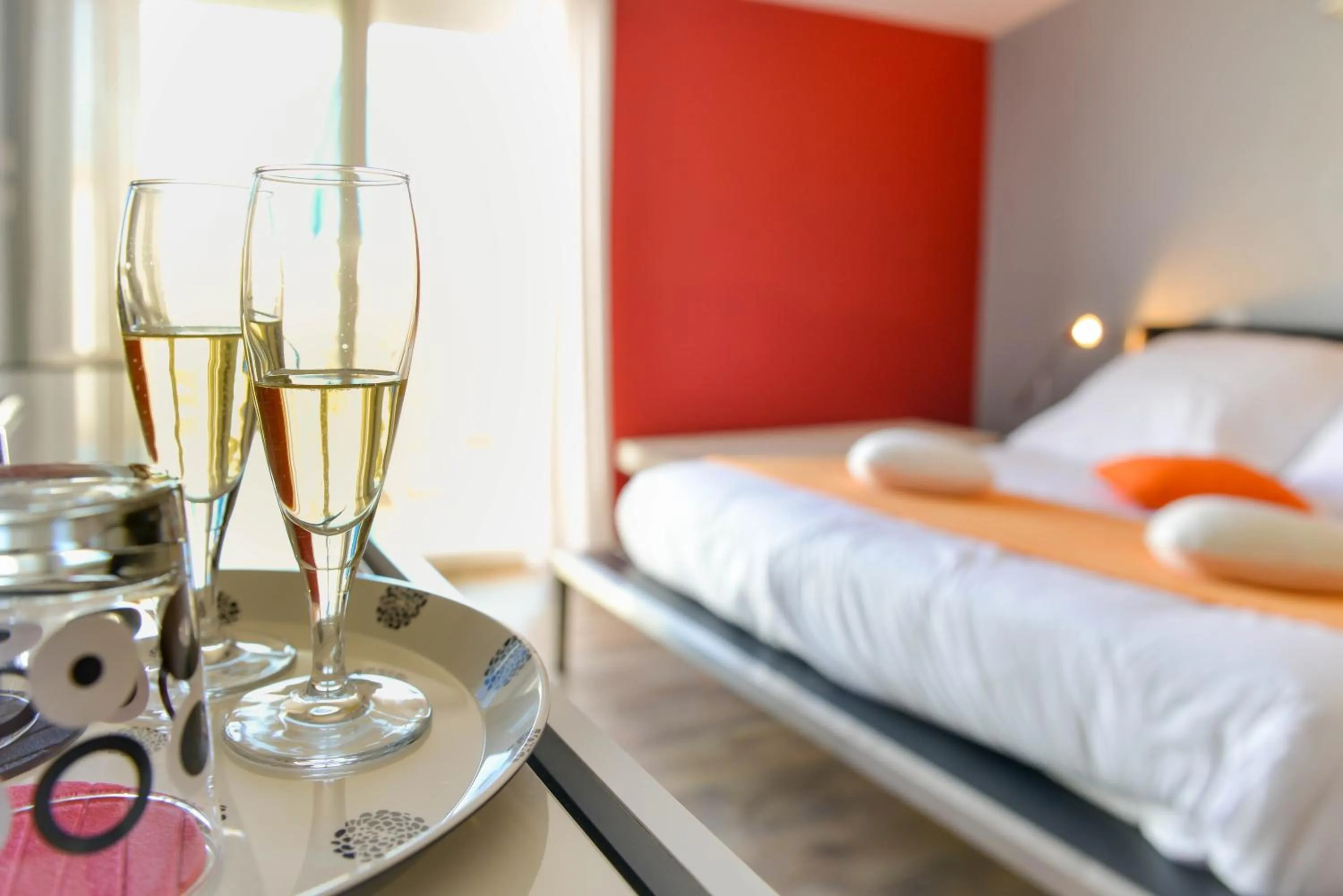 Decorative detail, Bed in Logis Hôtel Restaurant Résidence