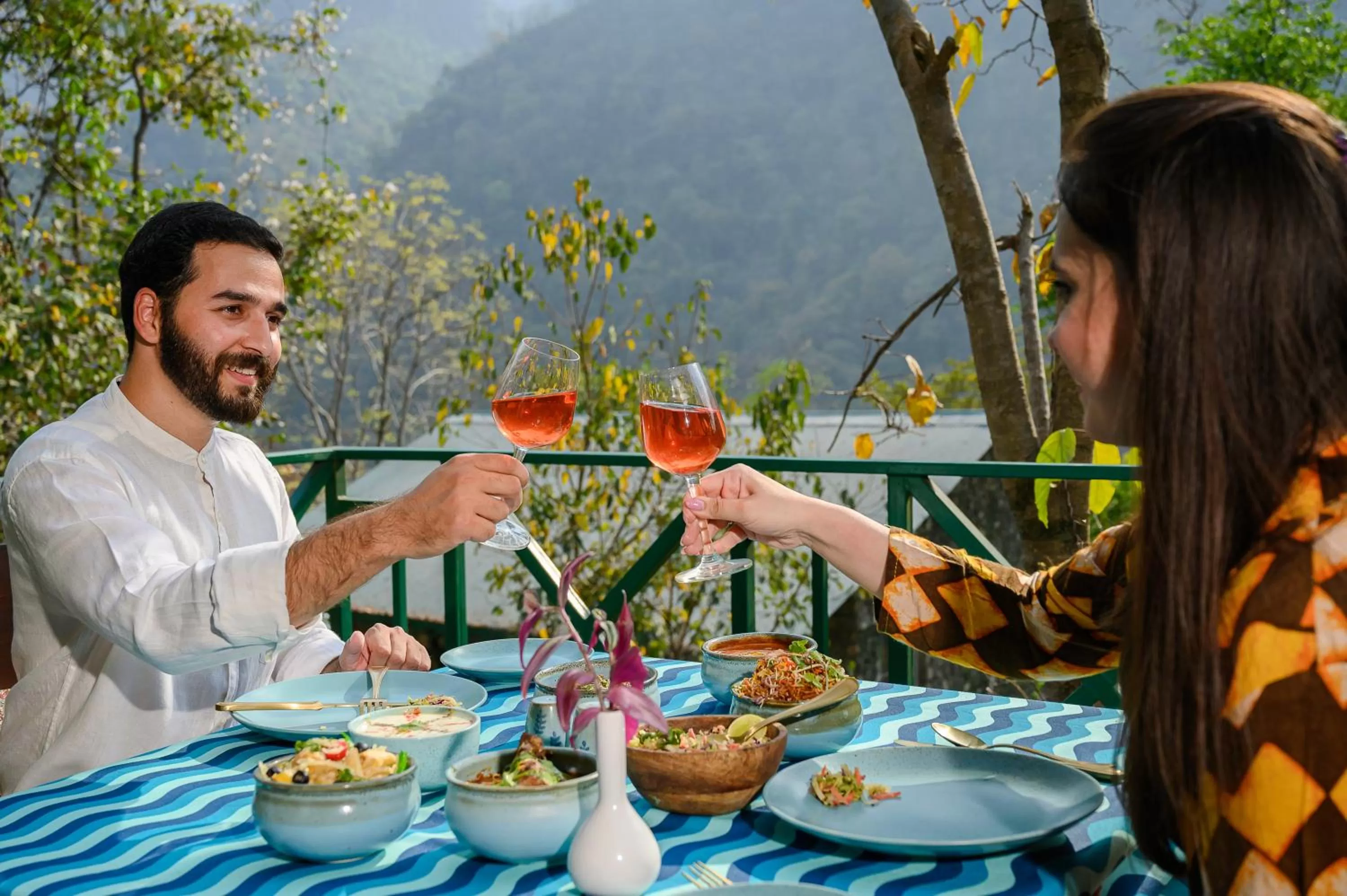 Food and drinks in Neemrana's Glasshouse on the Ganges