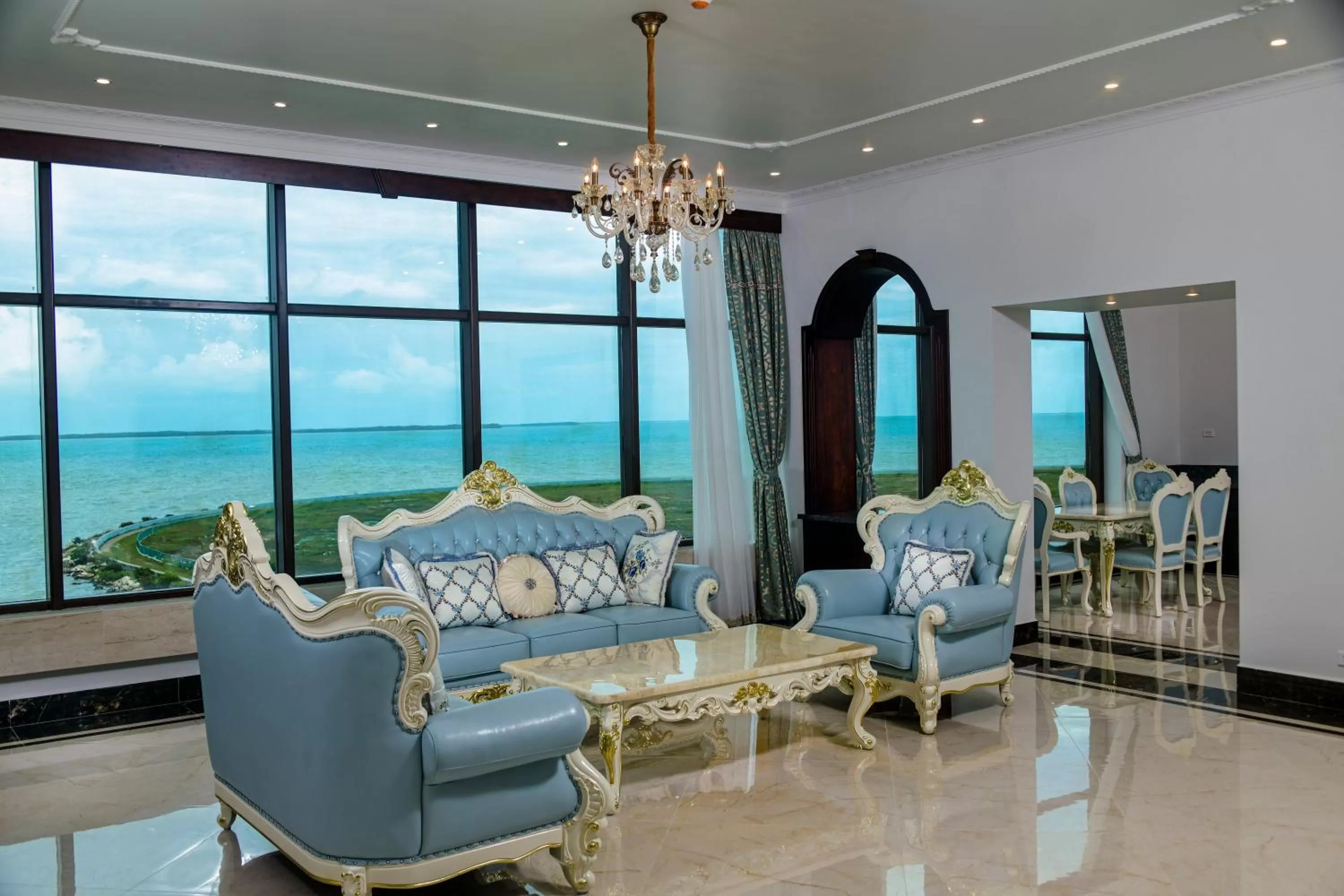 Living room in Golden Bay Belize Hotel