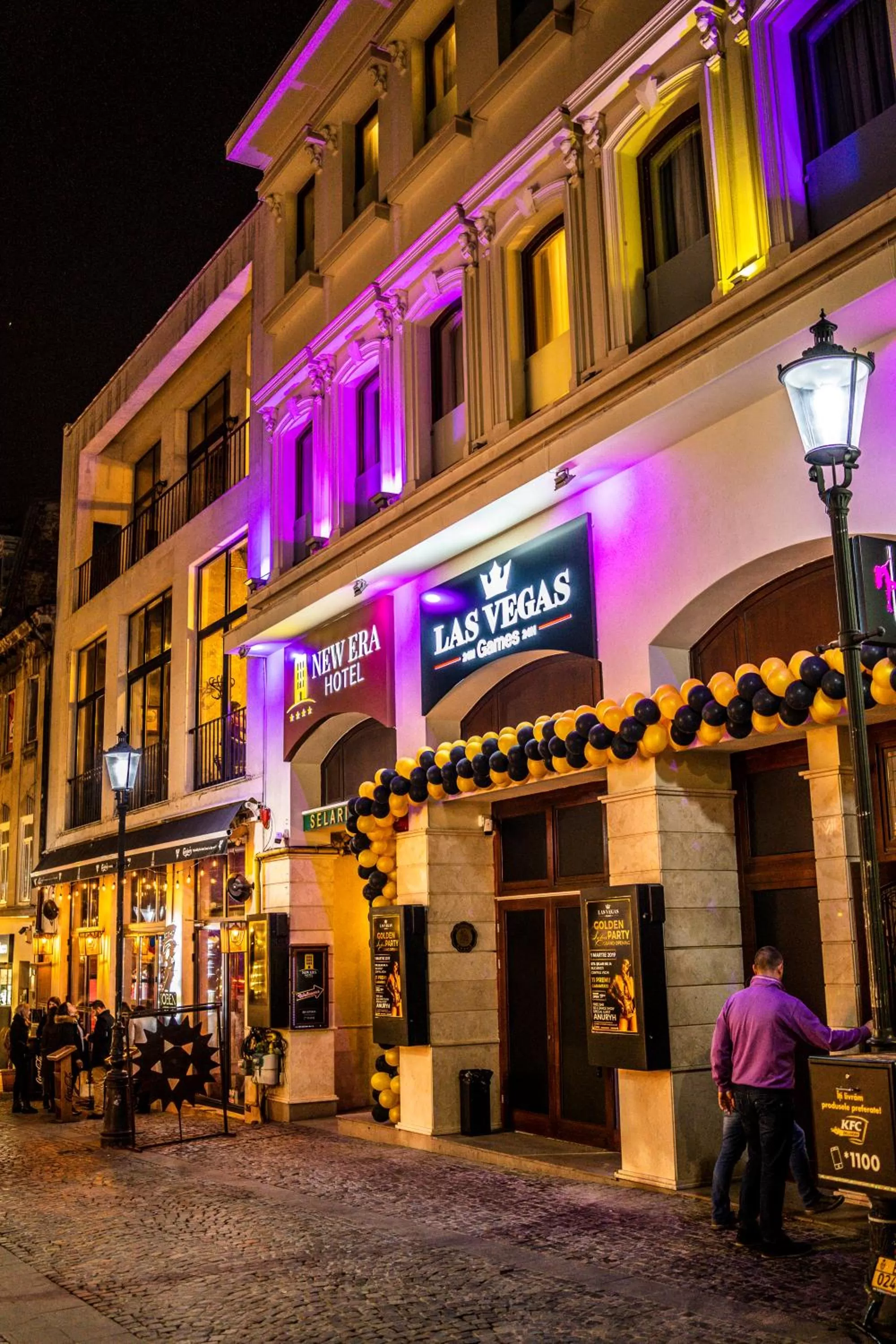 Property building in New Era Hotel Old Town Party Zone Bucharest- parking with fee nearby - NOT at the hotel !