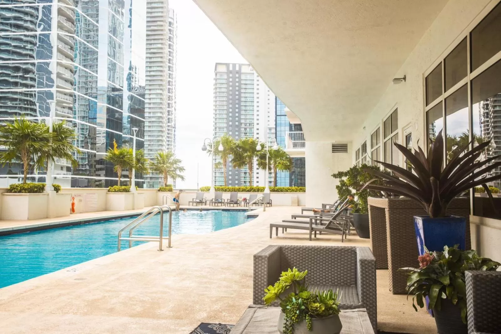 Pool view in Modern and Luxurious Brickell Studio