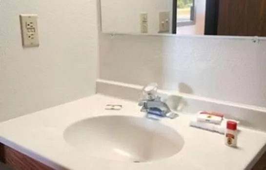 Bathroom in Super 8 by Wyndham Charlotte/Amusement Park Area