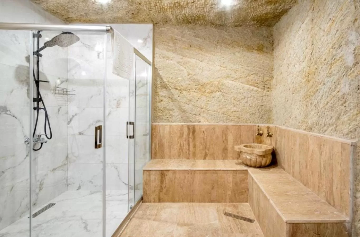 Shower in Uzay Cave Suite Hotel
