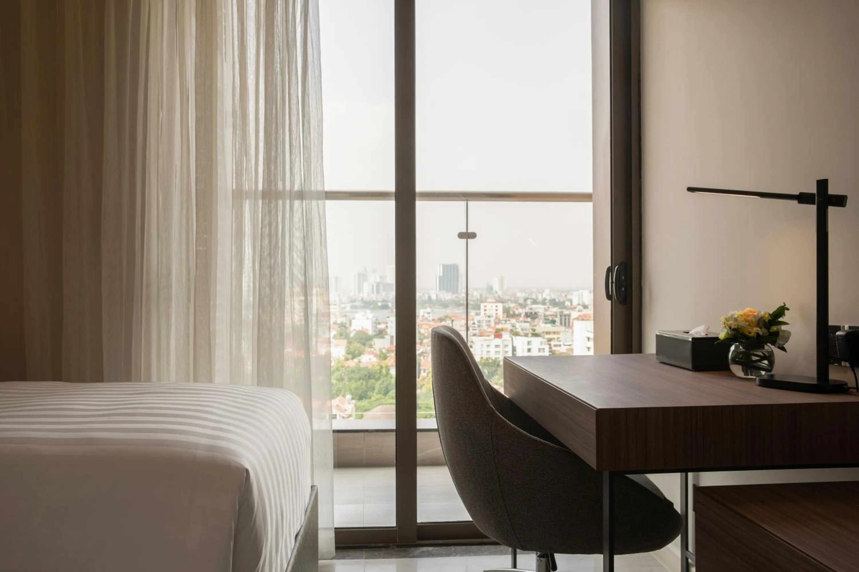 Balcony/Terrace, Bed in Oakwood Residence Hanoi