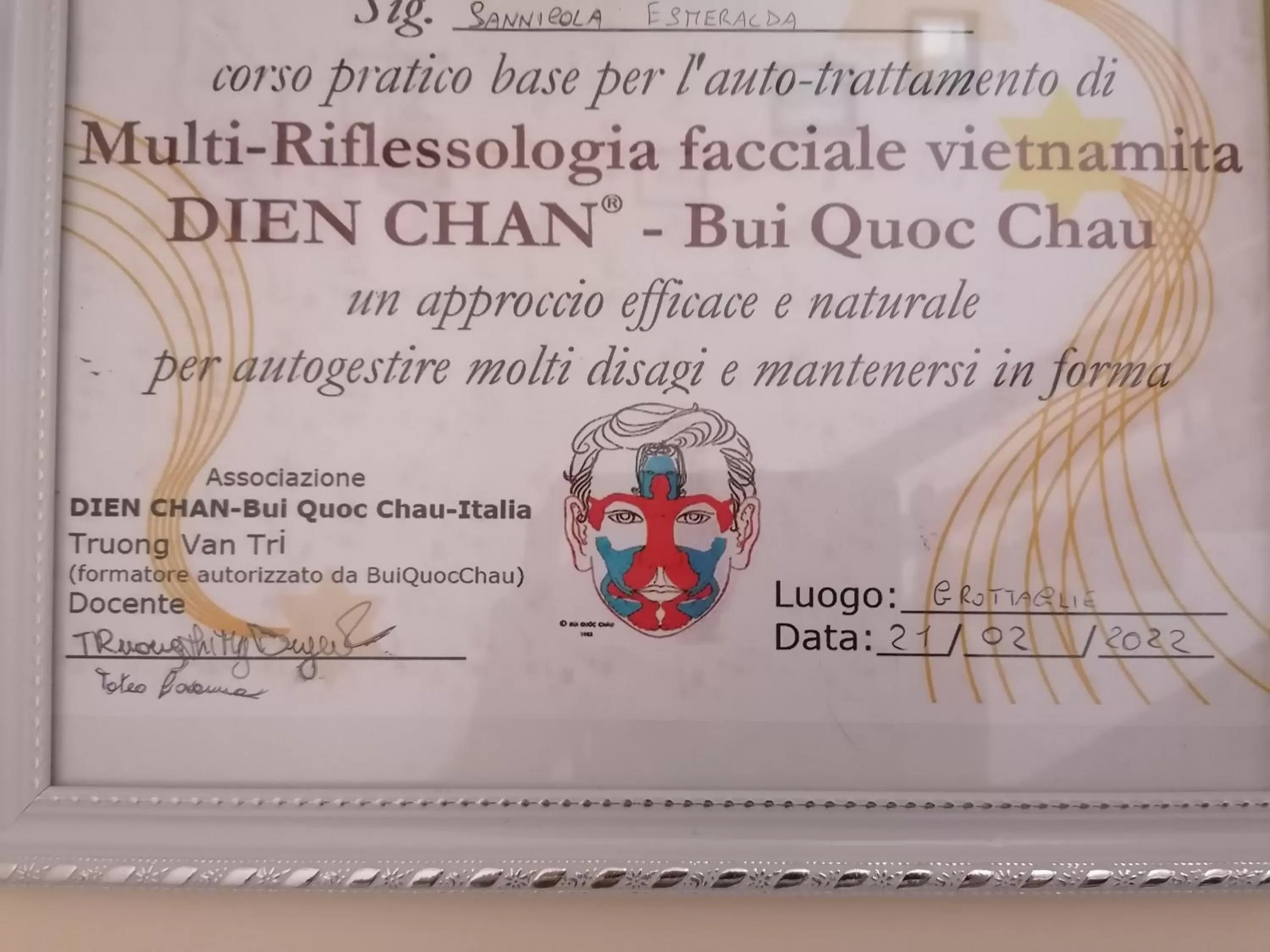 Certificate/Award in B&B Lo Smeraldo