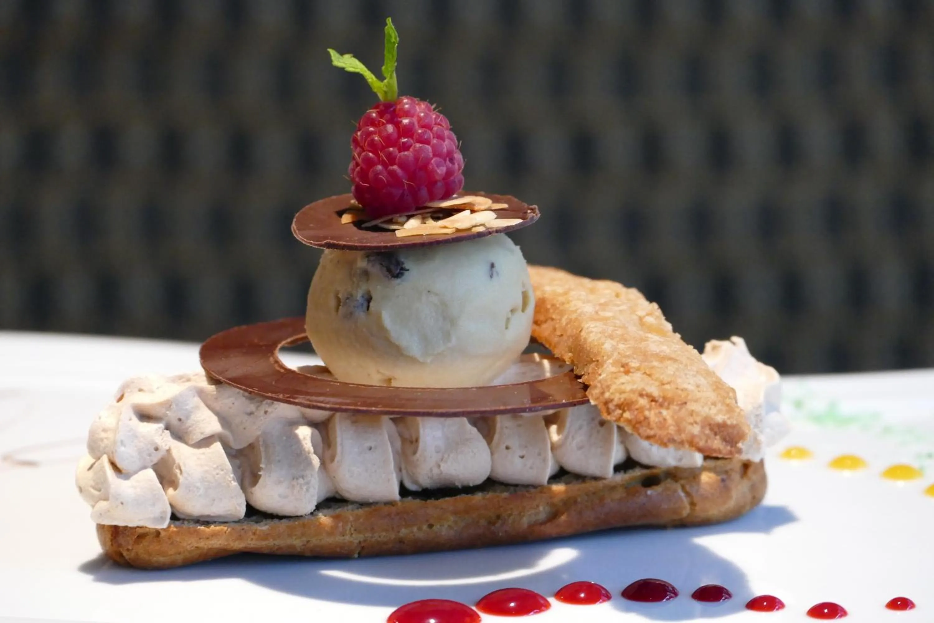 Food close-up in Logis Hotels Le Champalud Restaurant La Citadelle