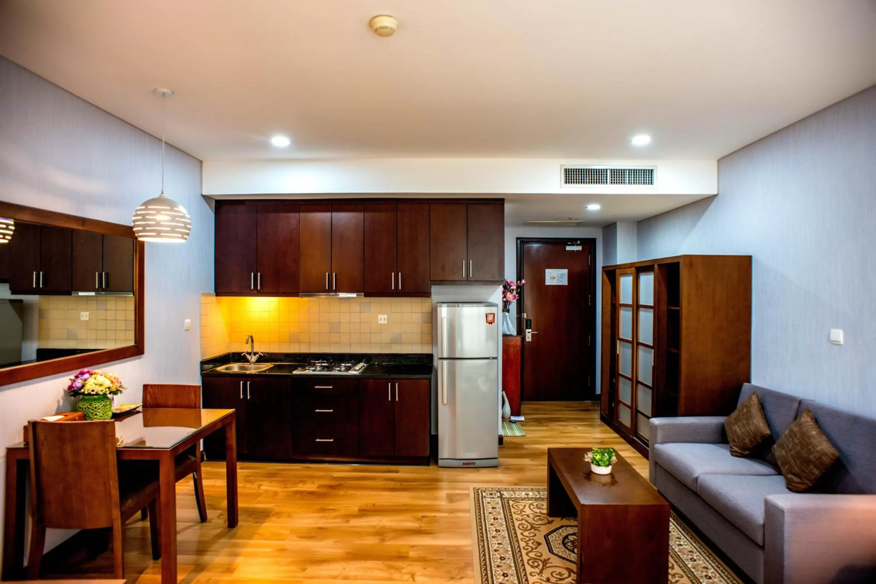 Kitchen or kitchenette in Lancaster Ho Chi Minh Serviced Apartment Official