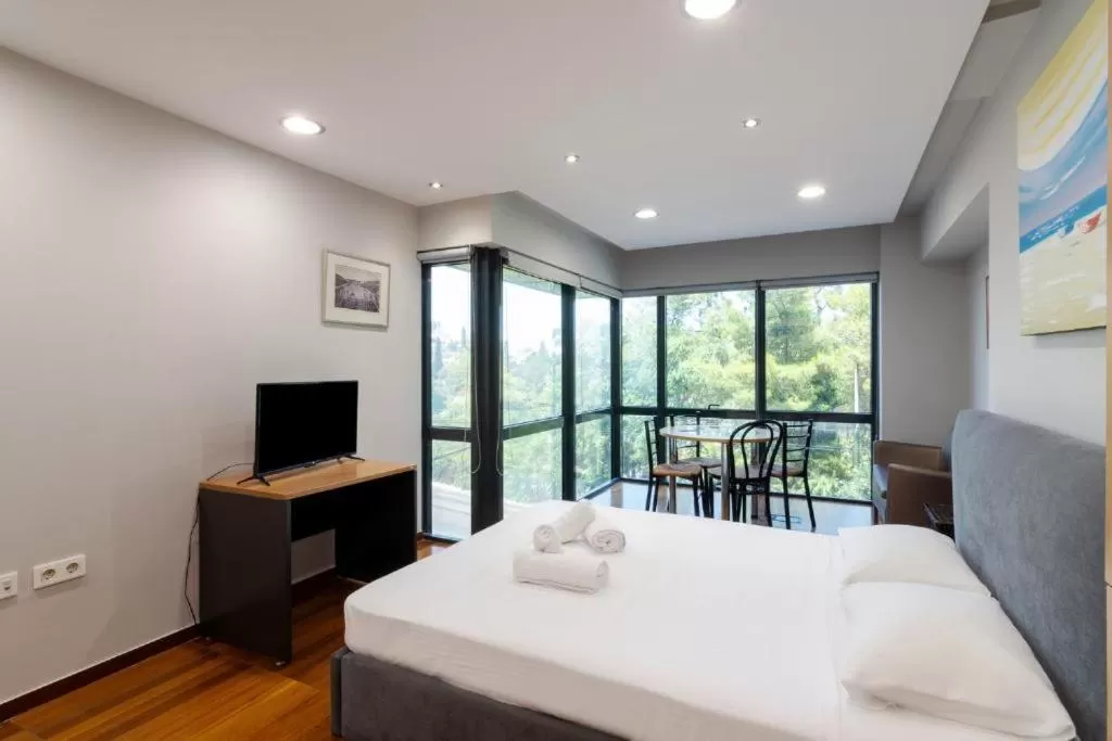 Bedroom, Bed in Arditou Akropolis Apartments-Suites