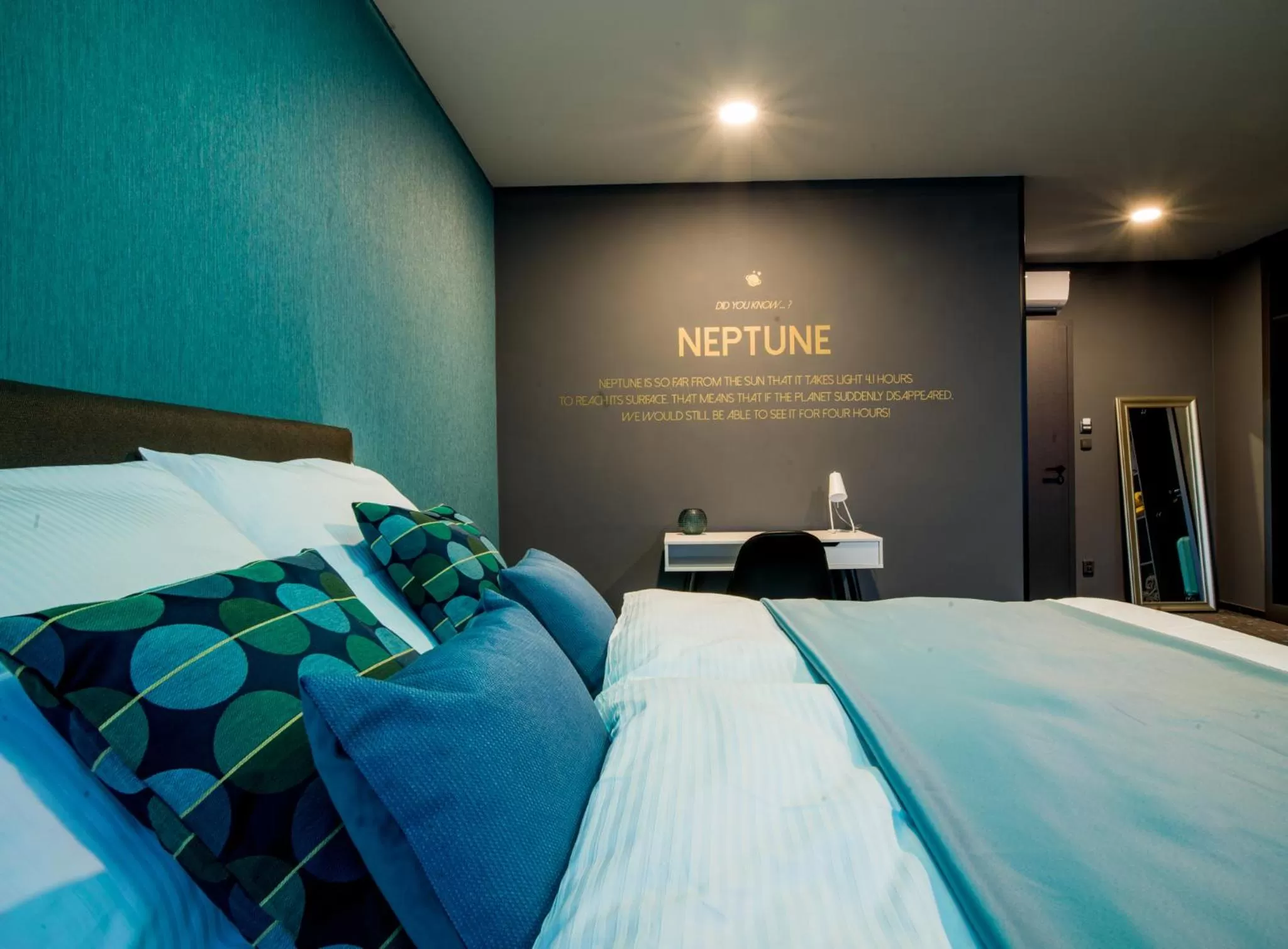 Bed in Rooftop Planet Prague Hotel