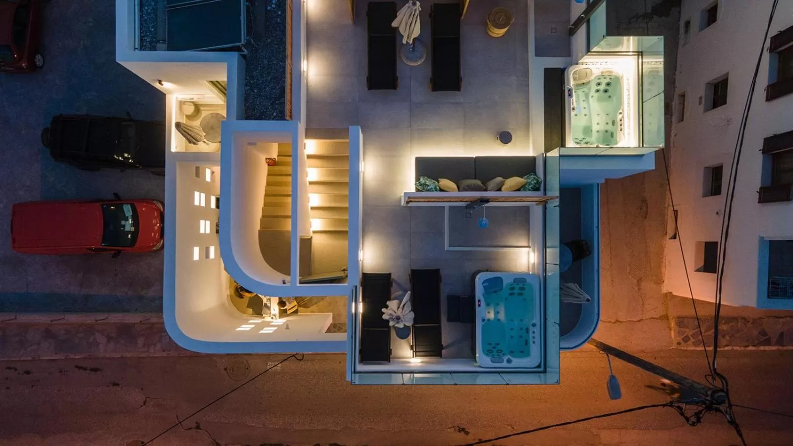 Night, Kitchen/Kitchenette in Makava Suites Naxos