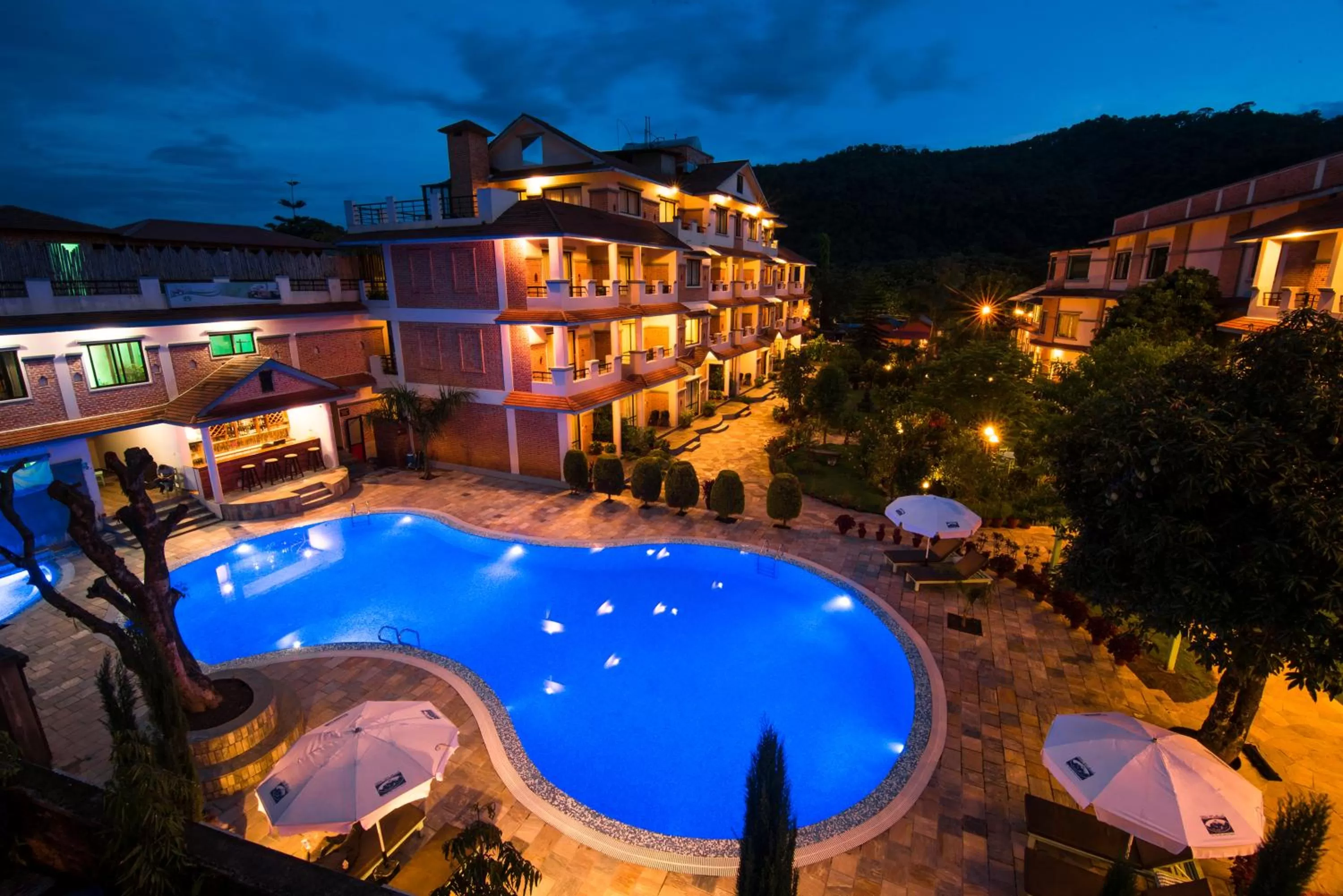 Night, Pool View in Mount Kailash Resort