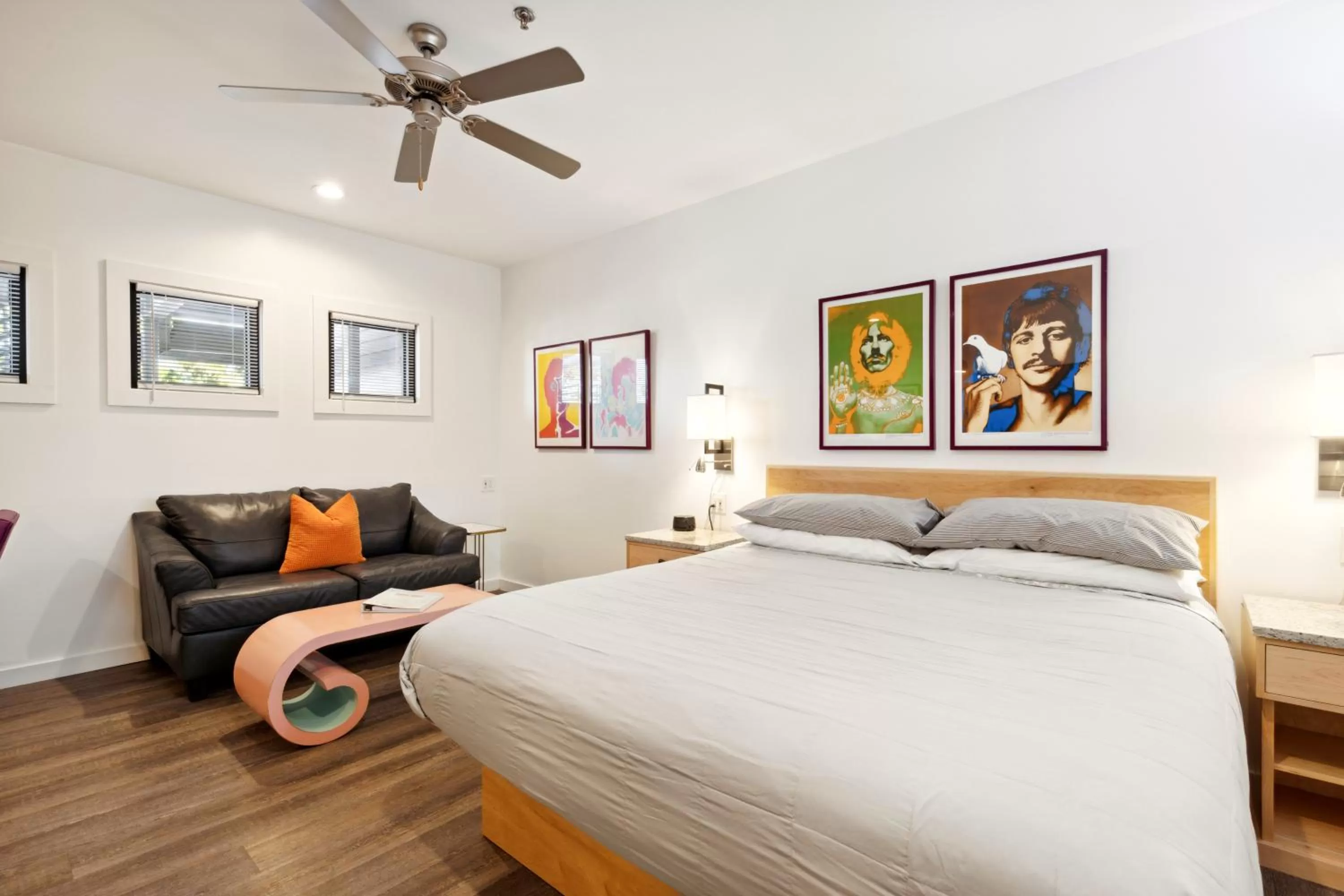 Bed in Hotel Folly with Marsh and Sunset Views