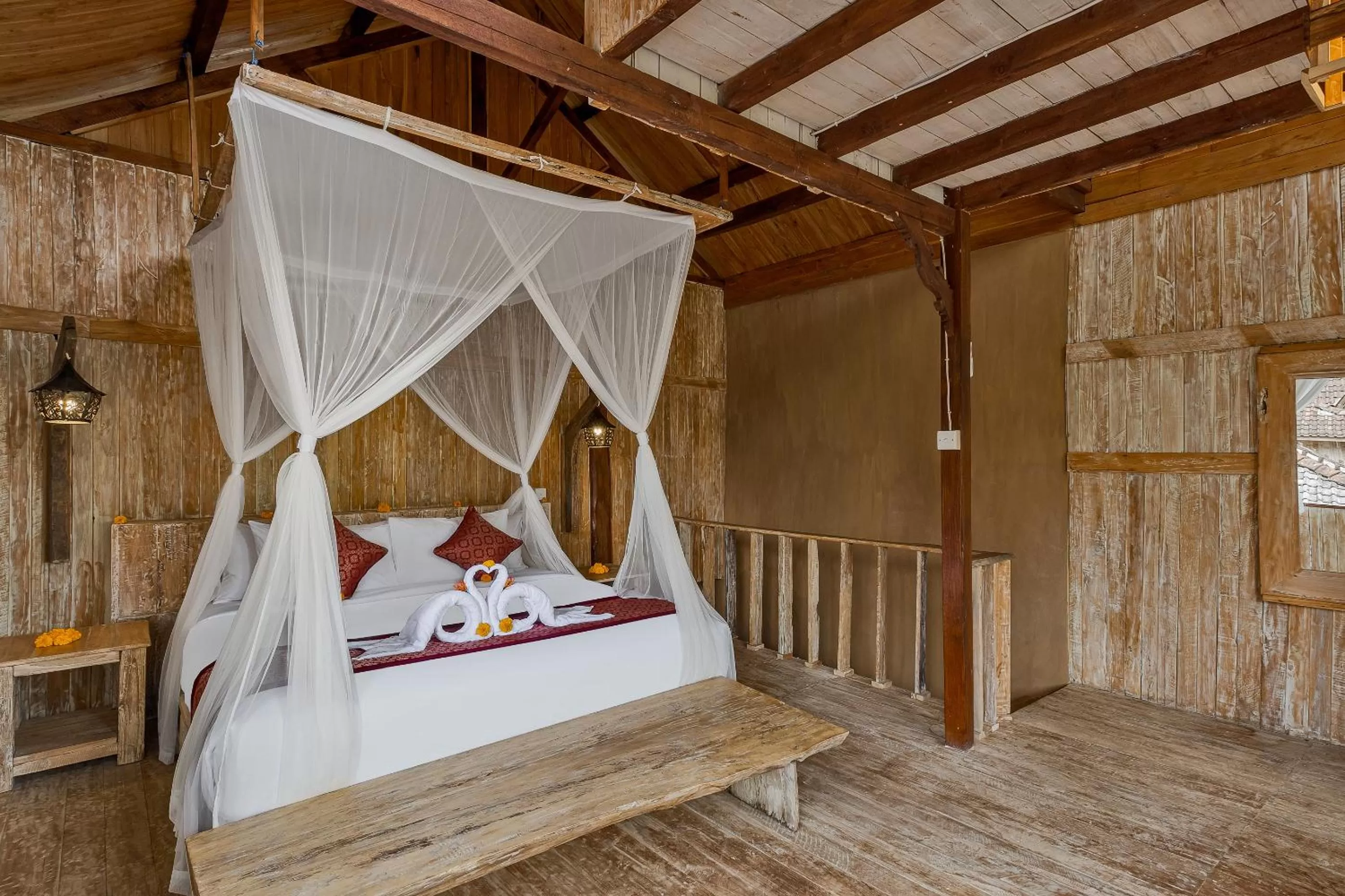 Bed in Joglo Organik Guesthouse