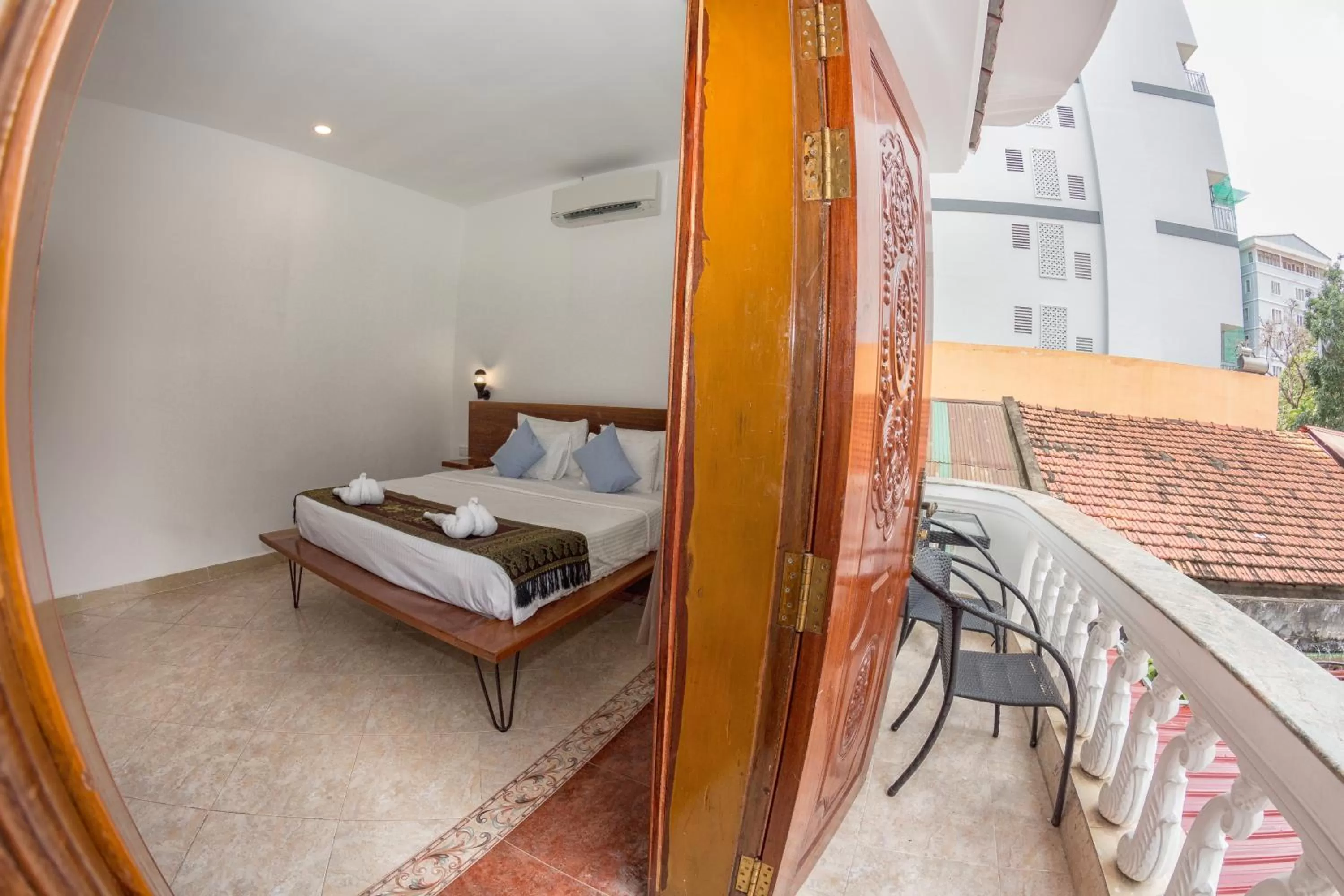 Balcony/Terrace, Bed in Poolside Villa